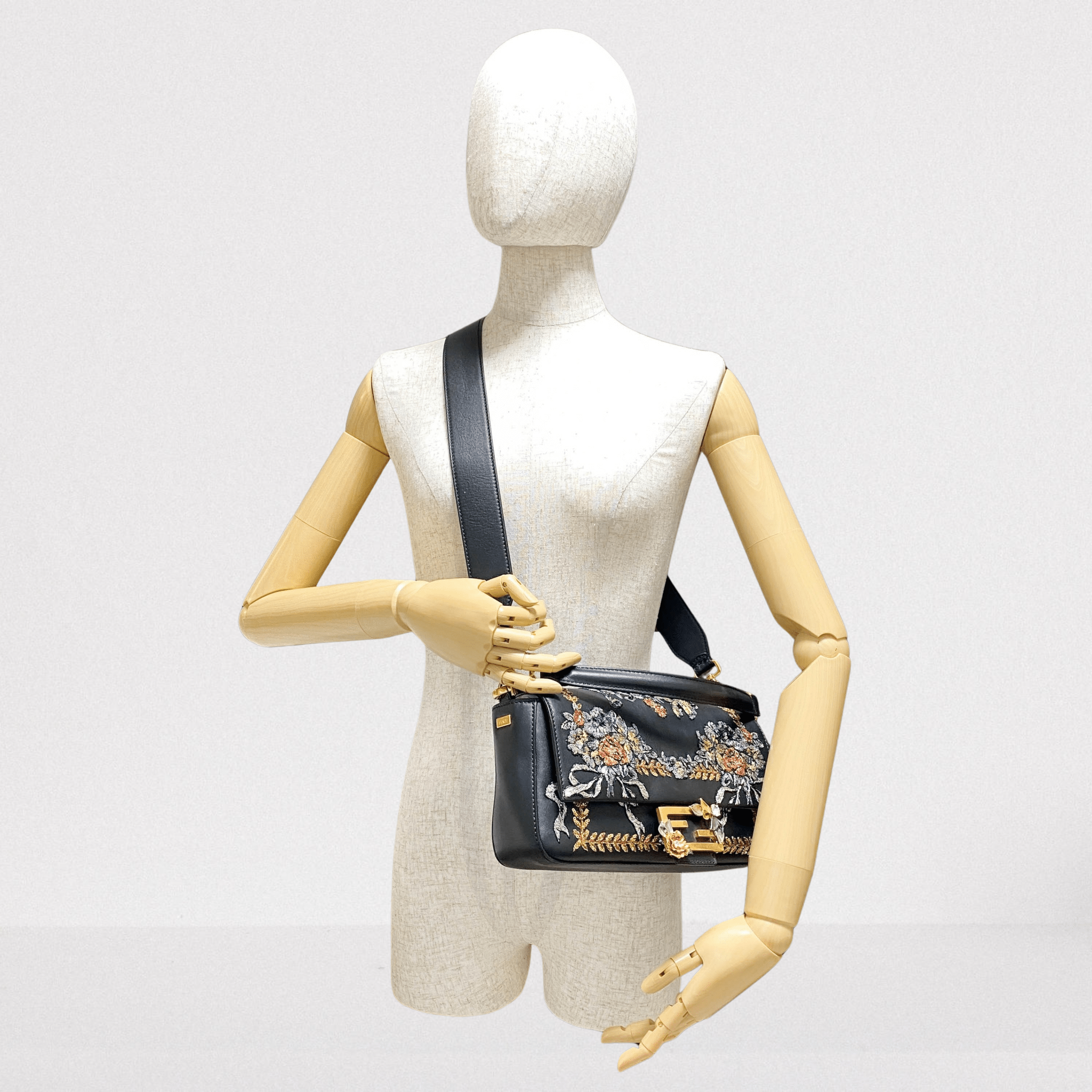 FENDI Baguette Calfskin Embroidered Black Shoulder Bag, in , Sold by HIVE PRELOVED - Shoulder Bags, ,