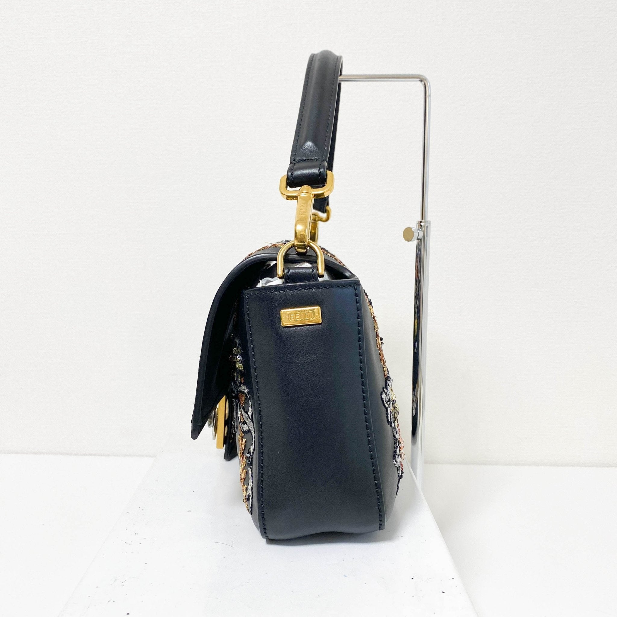 FENDI Baguette Calfskin Embroidered Black Shoulder Bag, in , Sold by HIVE PRELOVED - Shoulder Bags, ,