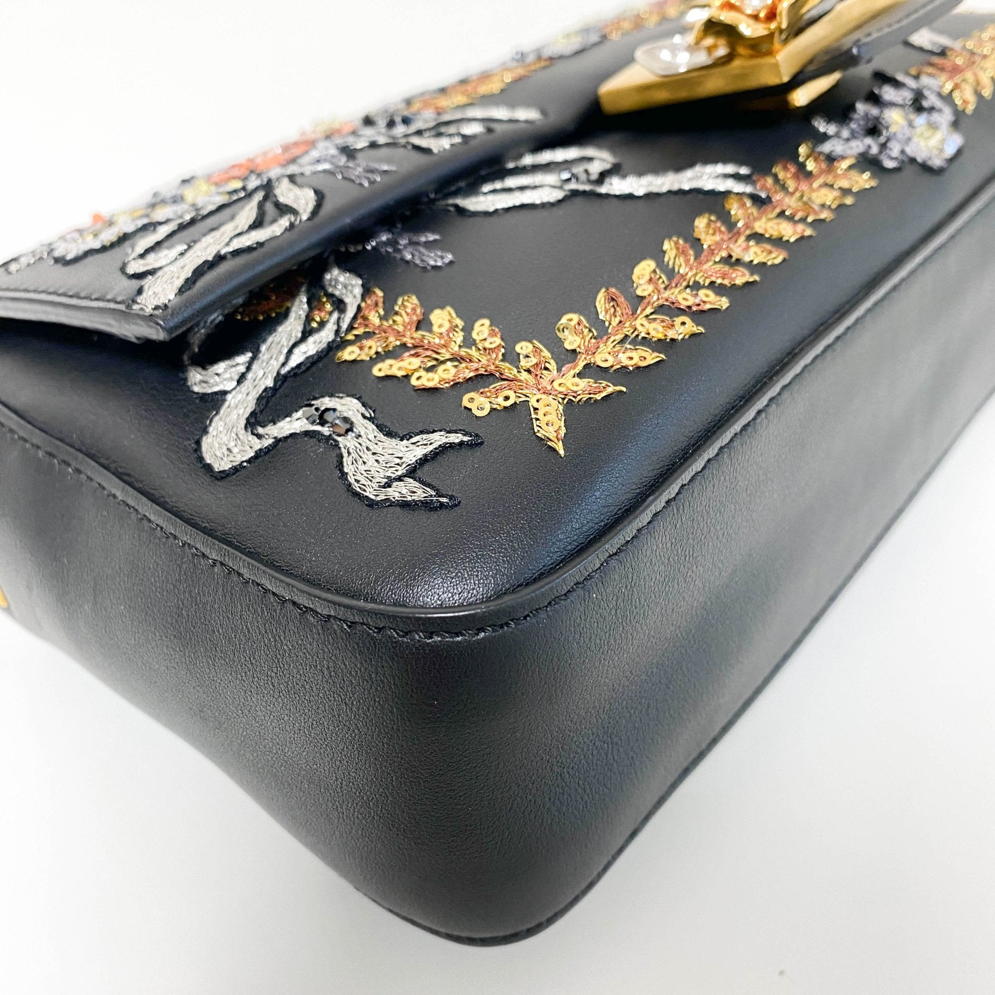 FENDI Baguette Calfskin Embroidered Black Shoulder Bag, in , Sold by HIVE PRELOVED - Shoulder Bags, ,