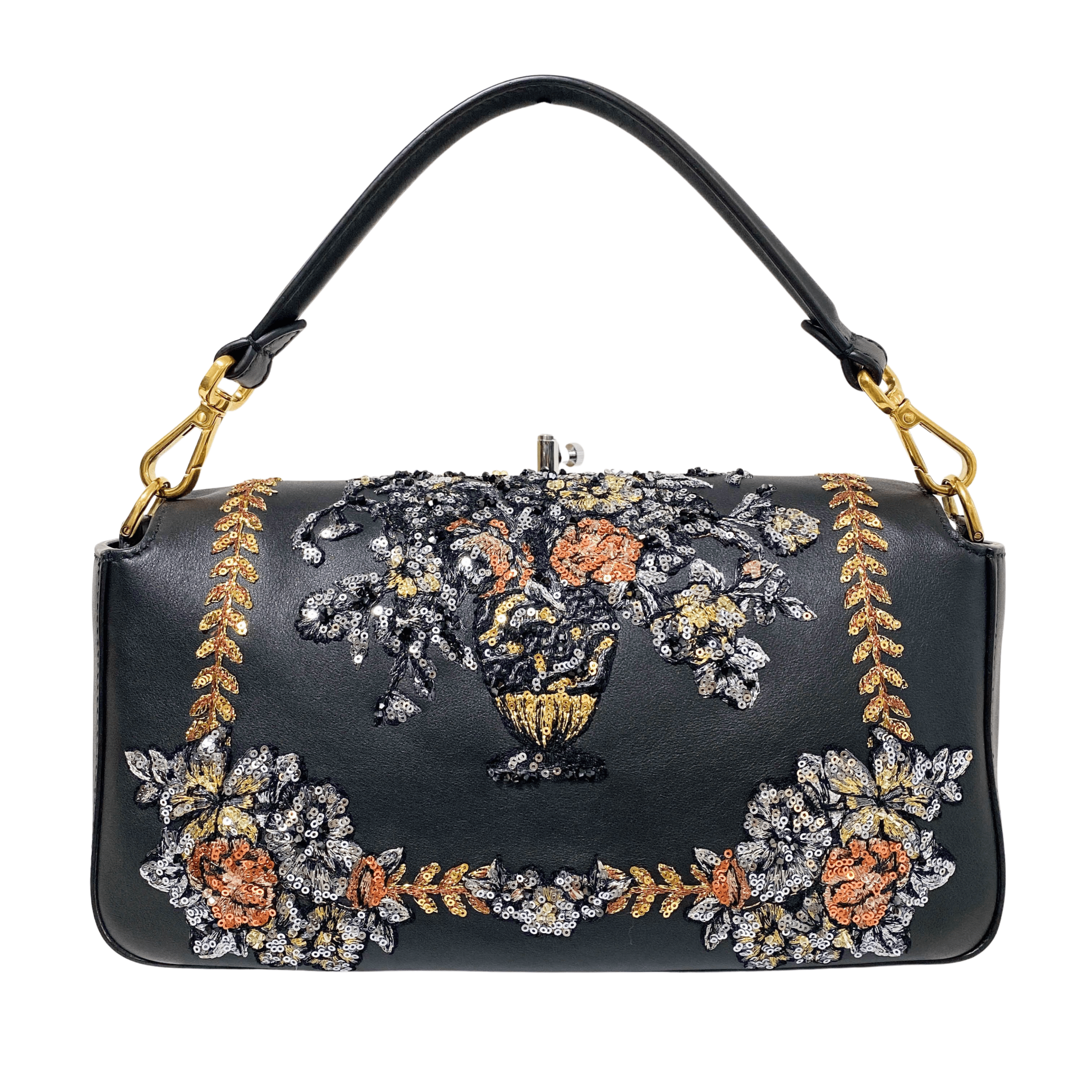 FENDI Baguette Calfskin Embroidered Black Shoulder Bag, in , Sold by HIVE PRELOVED - Shoulder Bags, ,