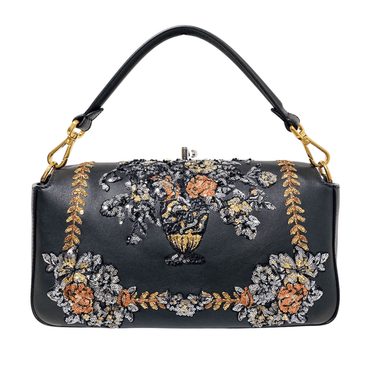 FENDI Baguette Calfskin Embroidered Black Shoulder Bag, in , Sold by HIVE PRELOVED - Shoulder Bags, ,