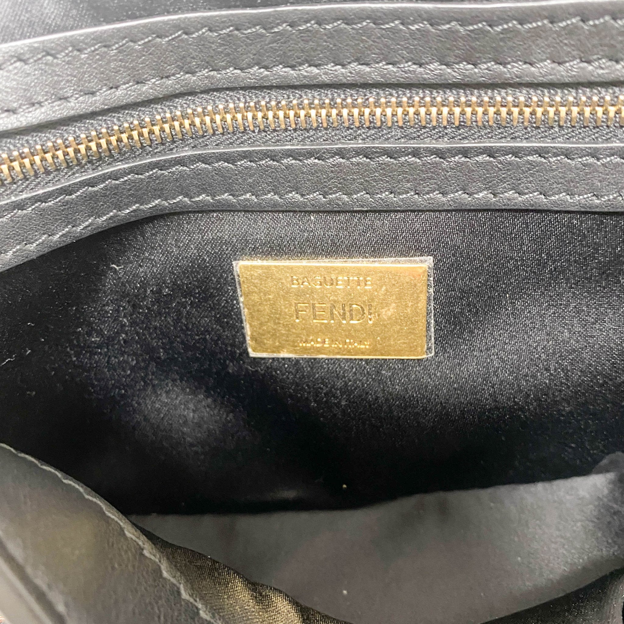 FENDI Baguette Calfskin Embroidered Black Shoulder Bag, in , Sold by HIVE PRELOVED - Shoulder Bags, ,