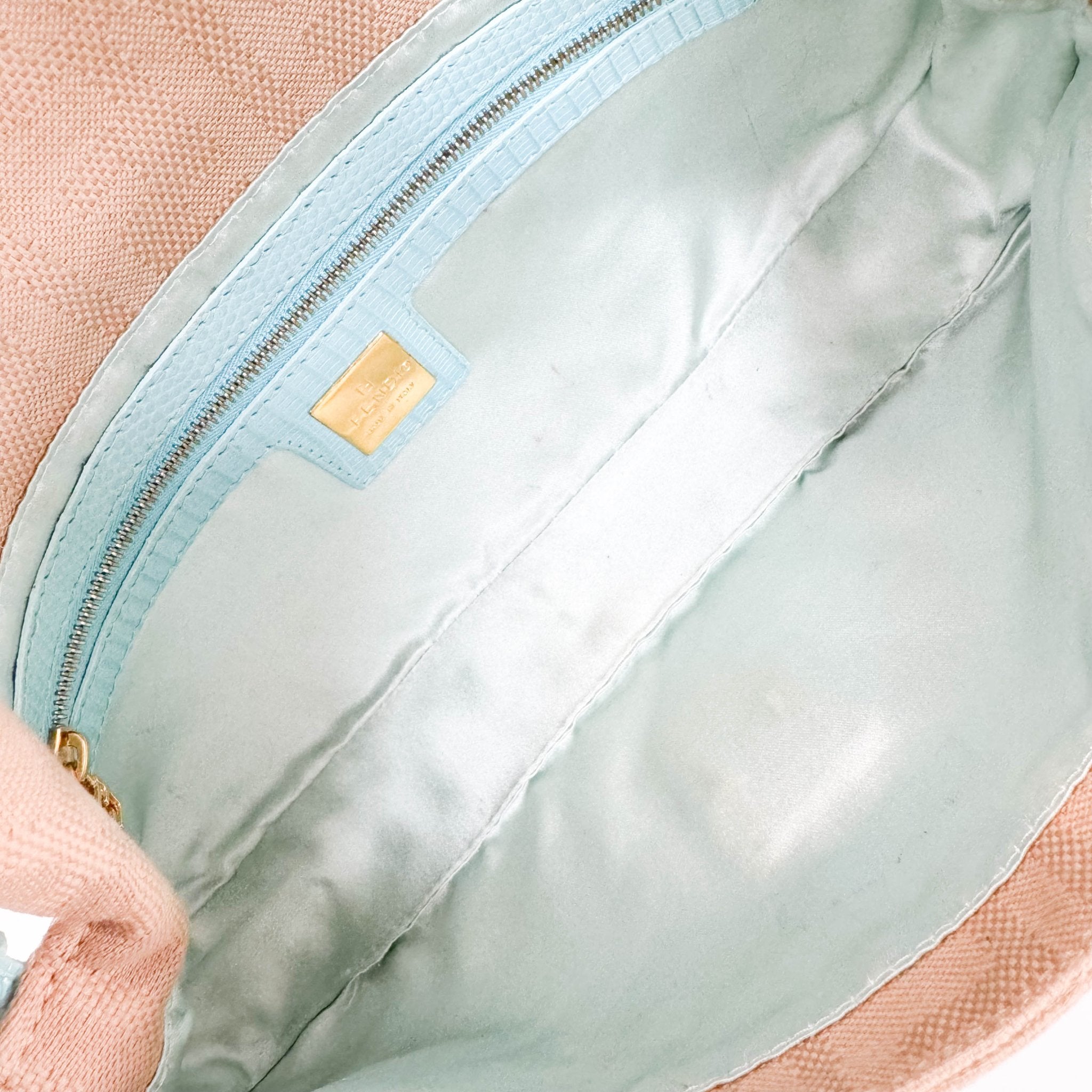 FENDI Baguette Canvas Studded Spider Hardware Beige / Turquoise Shoulder Bag, in , Sold by HIVE PRELOVED - Shoulder Bags, ,