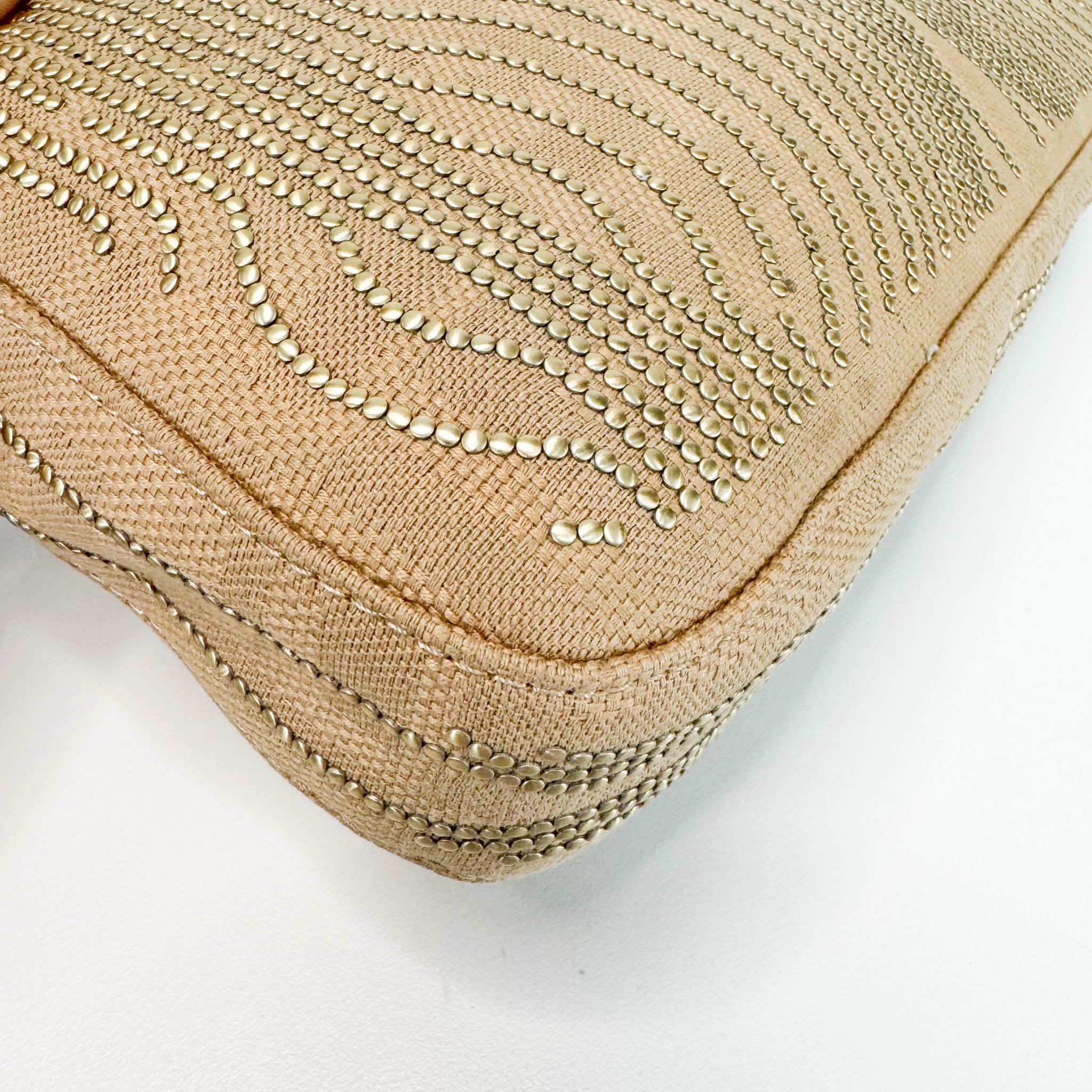 FENDI Baguette Canvas Studded Spider Hardware Beige / Turquoise Shoulder Bag, in , Sold by HIVE PRELOVED - Shoulder Bags, ,