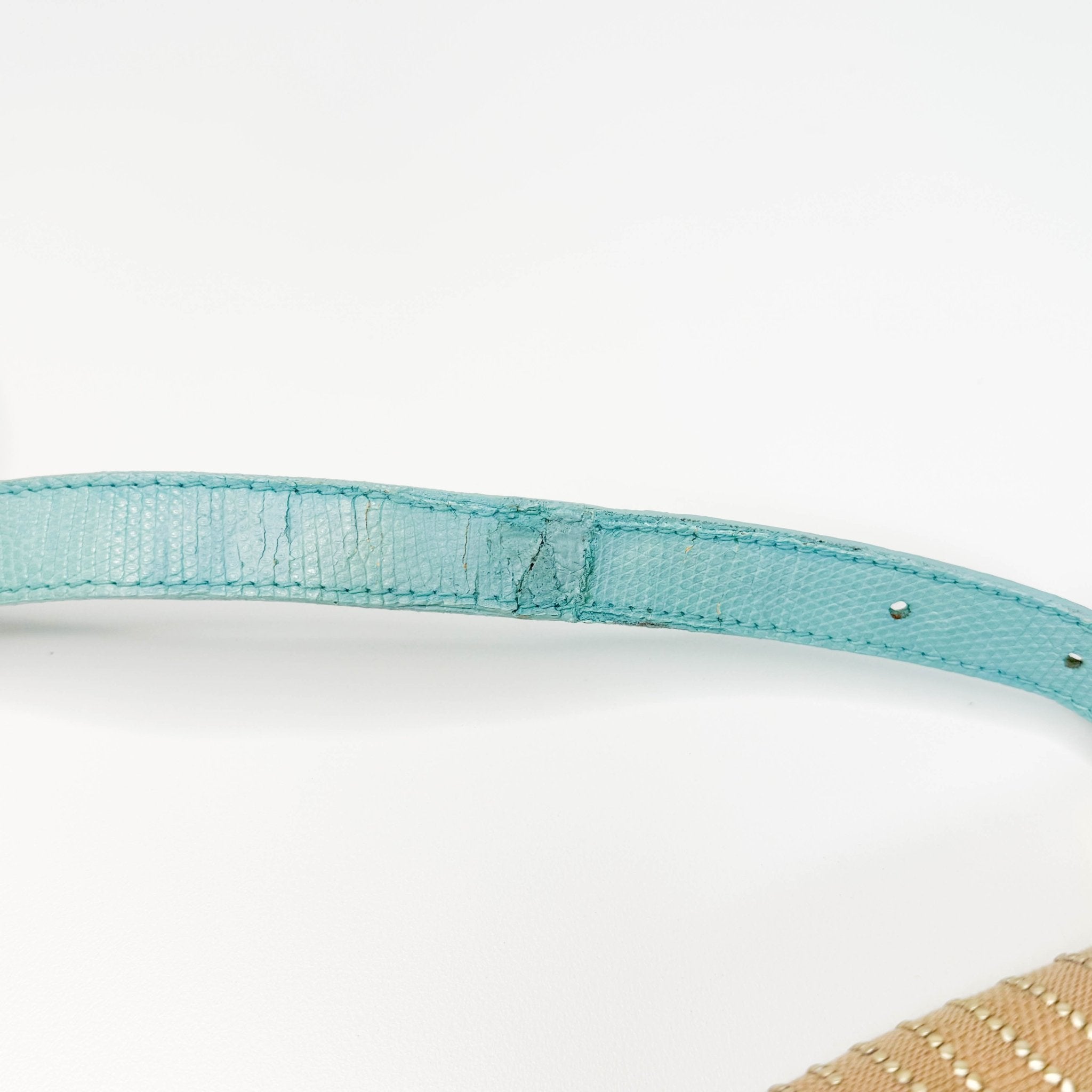 FENDI Baguette Canvas Studded Spider Hardware Beige / Turquoise Shoulder Bag, in , Sold by HIVE PRELOVED - Shoulder Bags, ,