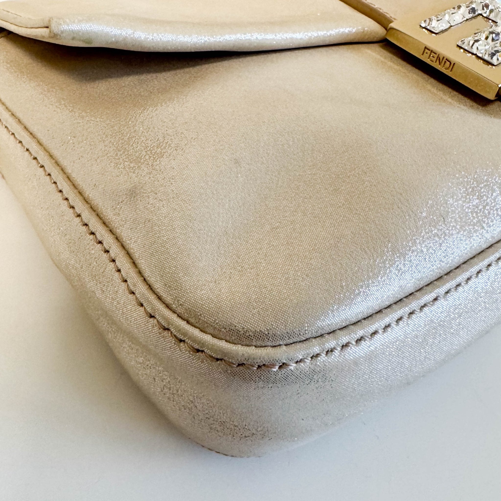 FENDI Baguette Champagne Gold Shoulder Bag Rhinestone Hardware, in , Sold by HIVE PRELOVED - Shoulder Bags, ,