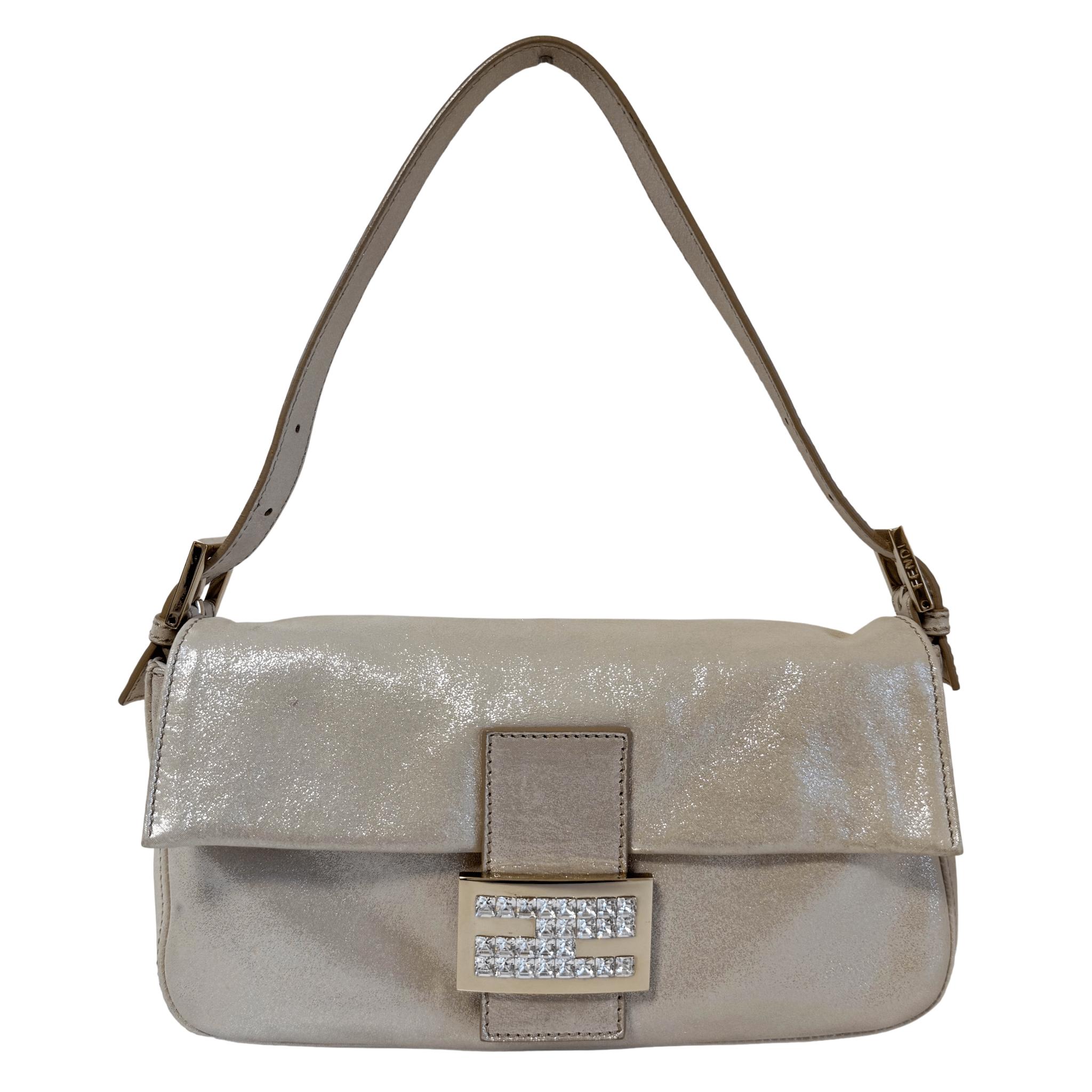 FENDI Baguette Champagne Gold Shoulder Bag Rhinestone Hardware, in , Sold by HIVE PRELOVED - Shoulder Bags, ,