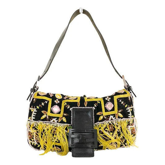 FENDI Baguette Cloth Handbag, Black in Beads, Sold by HIVE PRELOVED - , ,