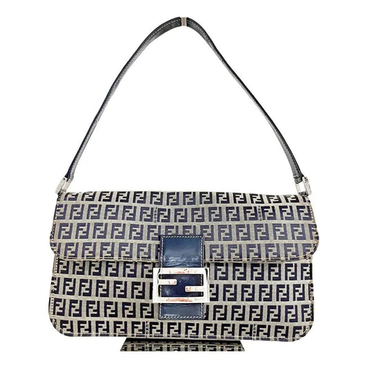 FENDI Baguette Cloth Handbag, Navy in Cotton Canvas, Sold by HIVE PRELOVED - , ,