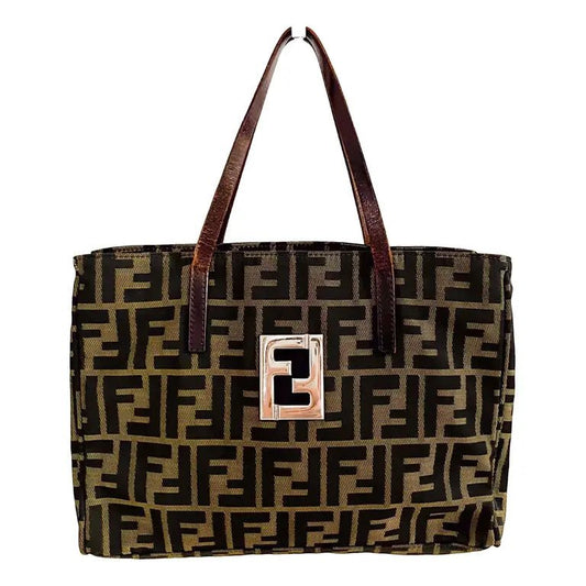 FENDI Baguette Cloth Handbag, Brown in Cotton Canvas, Sold by HIVE PRELOVED - , ,