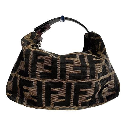 FENDI Baguette Cloth Handbag, Brown in Cotton Canvas, Sold by HIVE PRELOVED - , ,