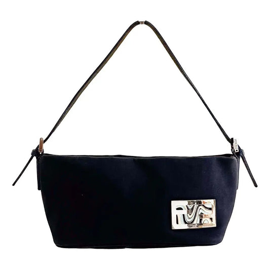 FENDI Baguette Cloth Handbag, Navy in Cotton Canvas, Sold by HIVE PRELOVED - , ,