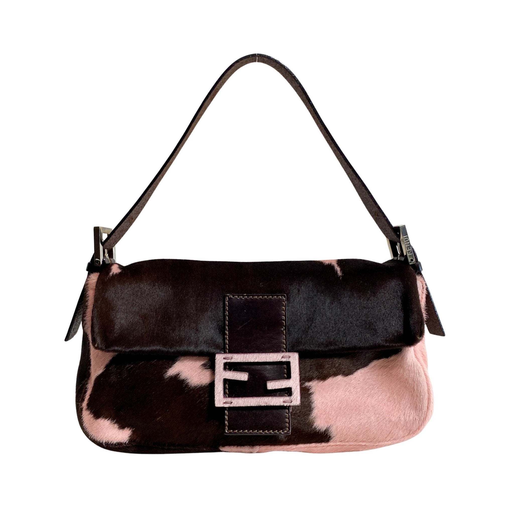 FENDI Baguette Cow Printed Pink Pony Hair Shoulder Bag, in , Sold by HIVE PRELOVED - Shoulder Bags, ,