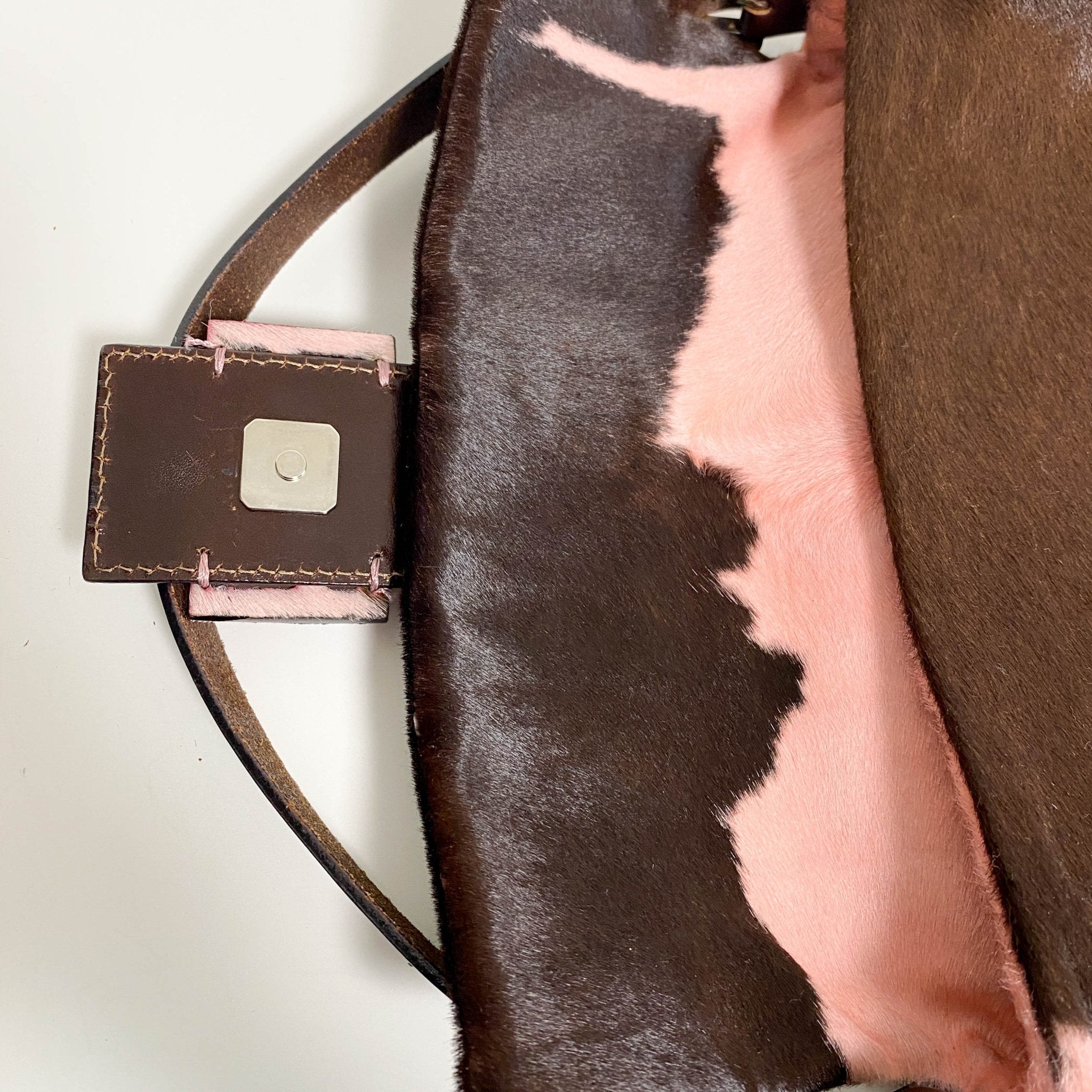 FENDI Baguette Cow Printed Pink Pony Hair Shoulder Bag, in , Sold by HIVE PRELOVED - Shoulder Bags, ,