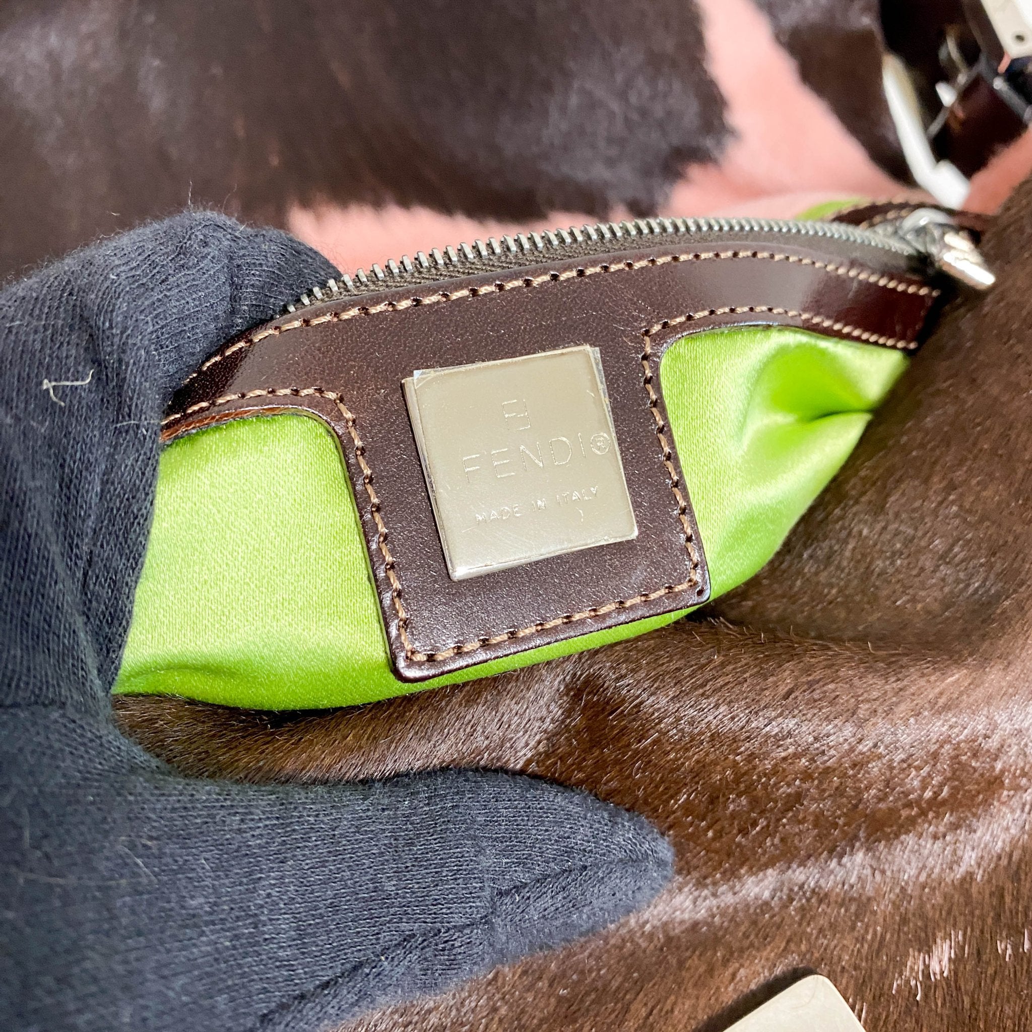 FENDI Baguette Cow Printed Pink Pony Hair Shoulder Bag, in , Sold by HIVE PRELOVED - Shoulder Bags, ,