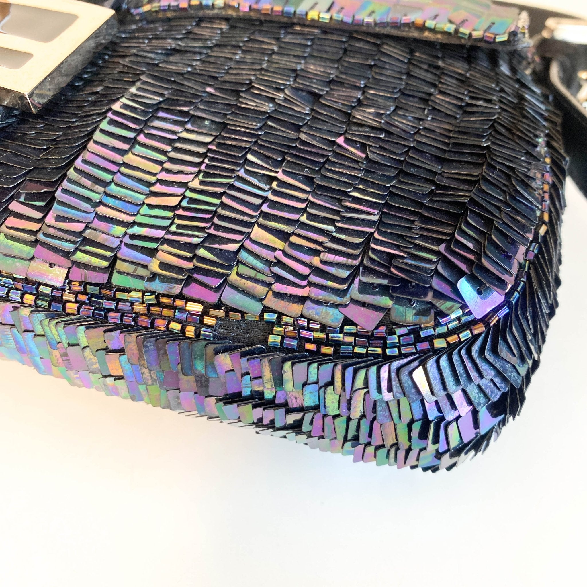 FENDI Baguette Dark Metallic Blue Sequin Shoulder Bag, in , Sold by HIVE PRELOVED - Shoulder Bags, ,