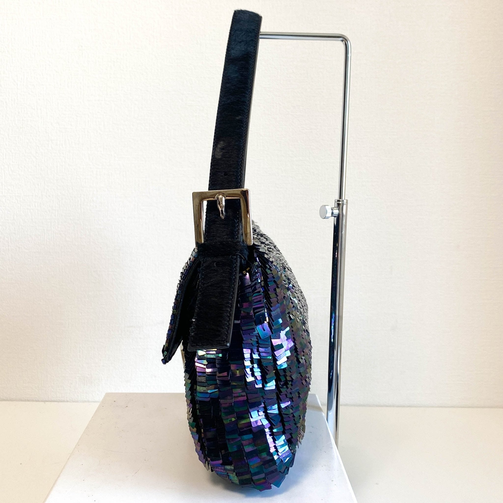 FENDI Baguette Dark Metallic Blue Sequin Shoulder Bag, in , Sold by HIVE PRELOVED - Shoulder Bags, ,