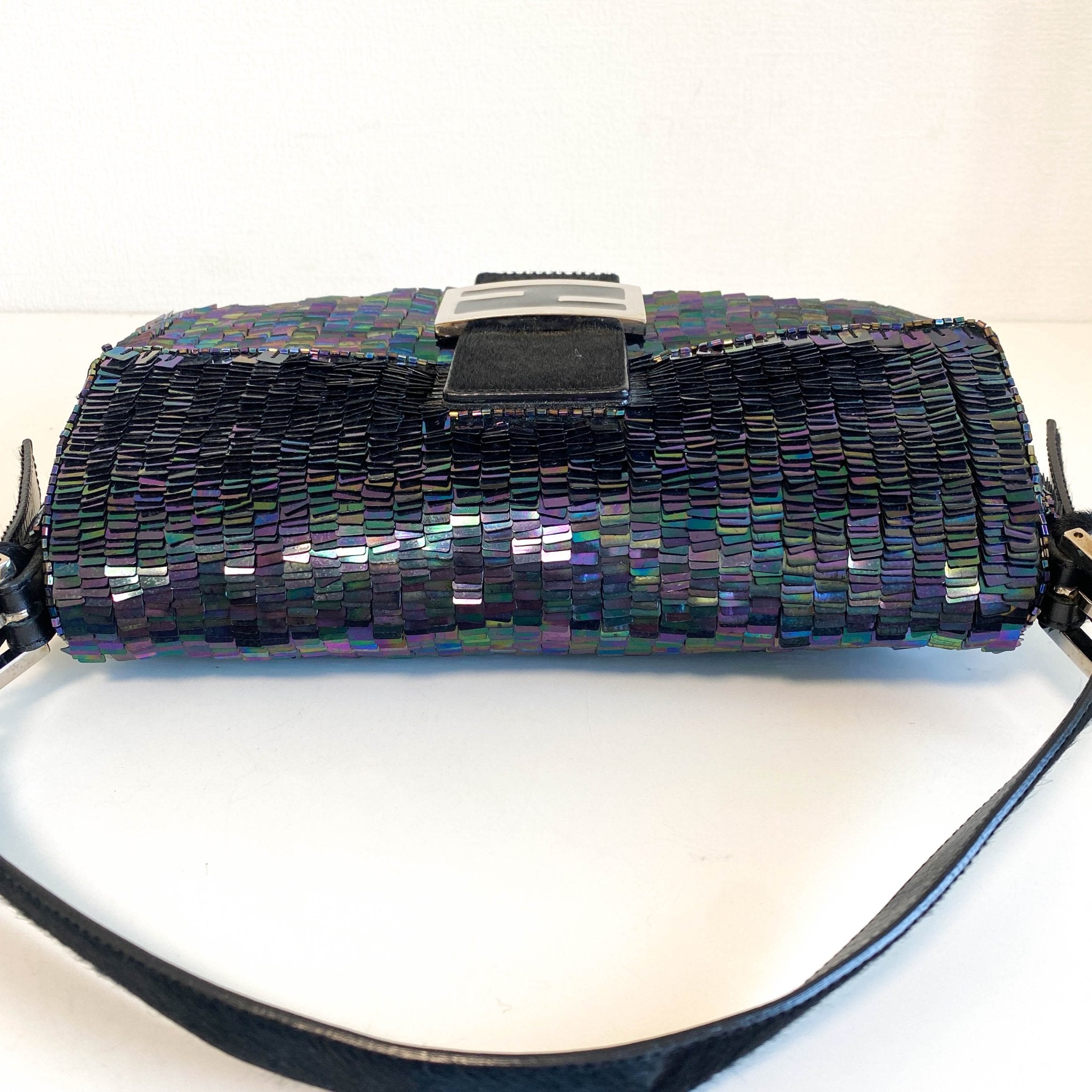 FENDI Baguette Dark Metallic Blue Sequin Shoulder Bag, in , Sold by HIVE PRELOVED - Shoulder Bags, ,
