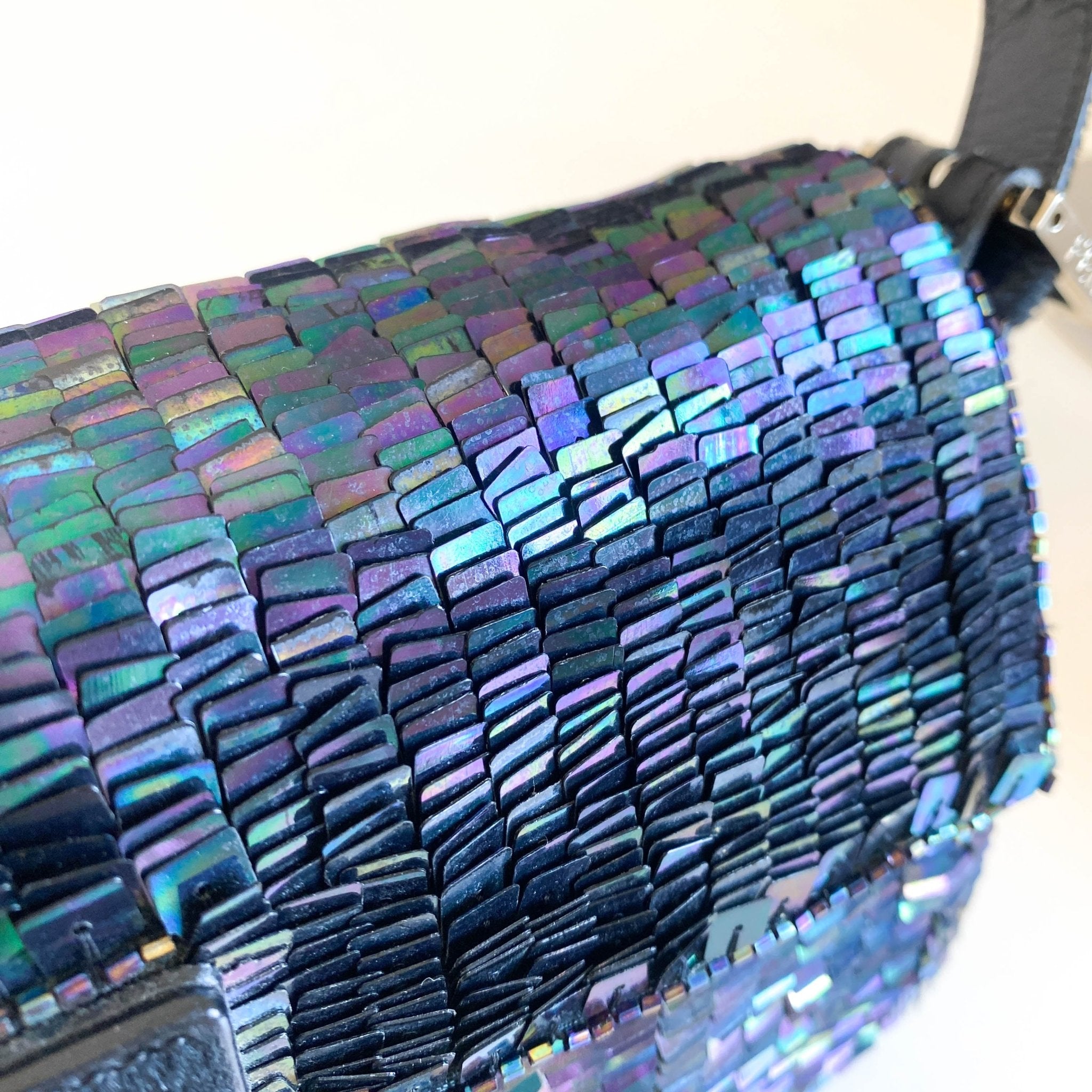 FENDI Baguette Dark Metallic Blue Sequin Shoulder Bag, in , Sold by HIVE PRELOVED - Shoulder Bags, ,