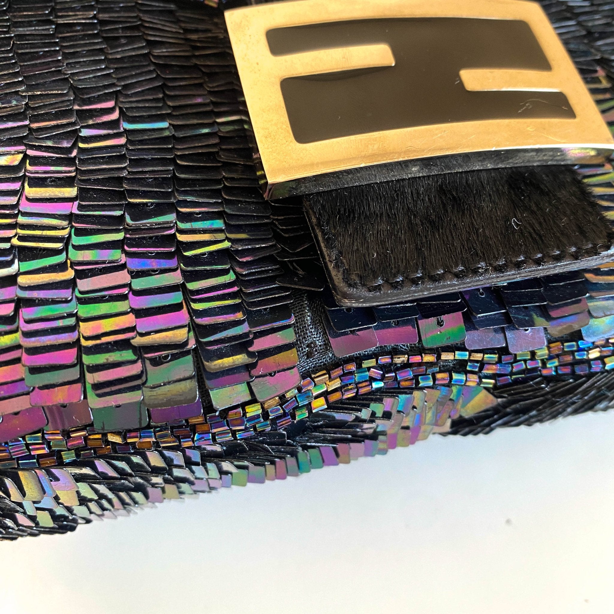 FENDI Baguette Dark Metallic Blue Sequin Shoulder Bag, in , Sold by HIVE PRELOVED - Shoulder Bags, ,