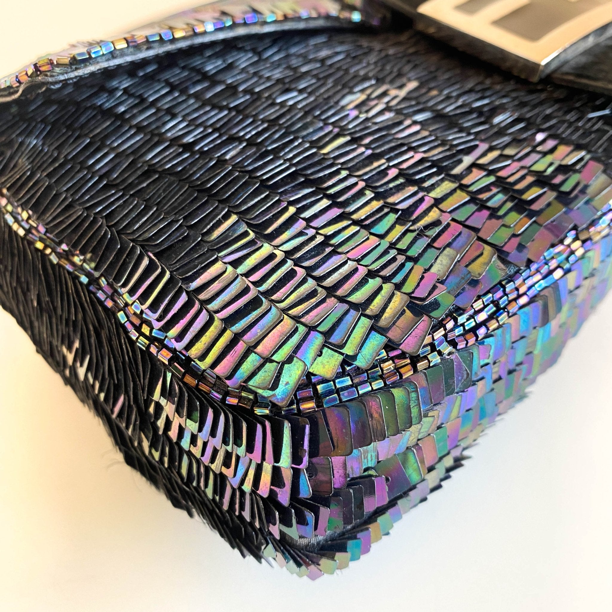 FENDI Baguette Dark Metallic Blue Sequin Shoulder Bag, in , Sold by HIVE PRELOVED - Shoulder Bags, ,