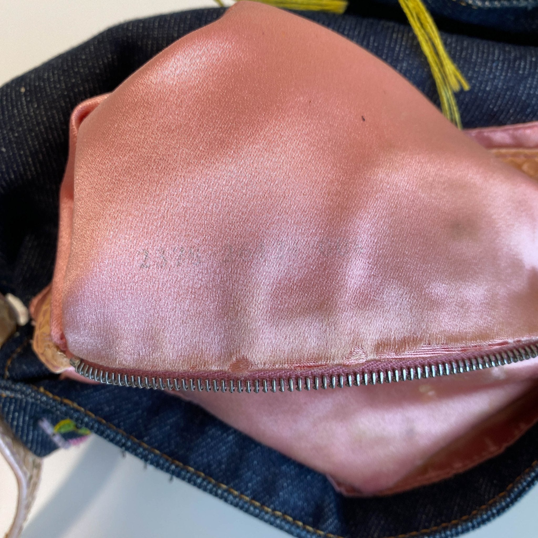 FENDI Baguette Denim Embroidered Beaded Pink / Green Shoulder Bag, in , Sold by HIVE PRELOVED - Shoulder Bags, ,