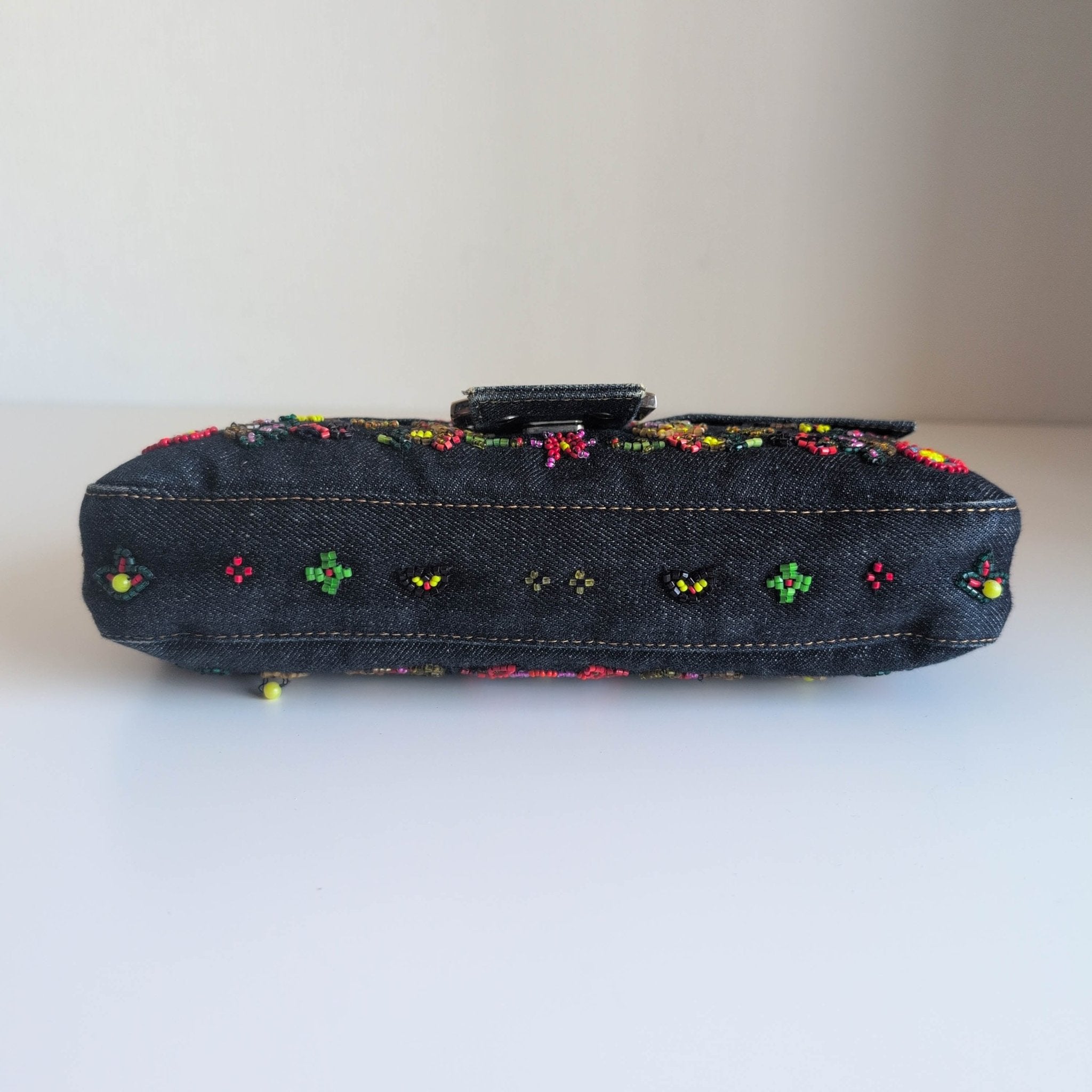 FENDI Baguette Denim Floral Beaded Shoulder Bag, in , Sold by HIVE PRELOVED - Shoulder Bags, ,