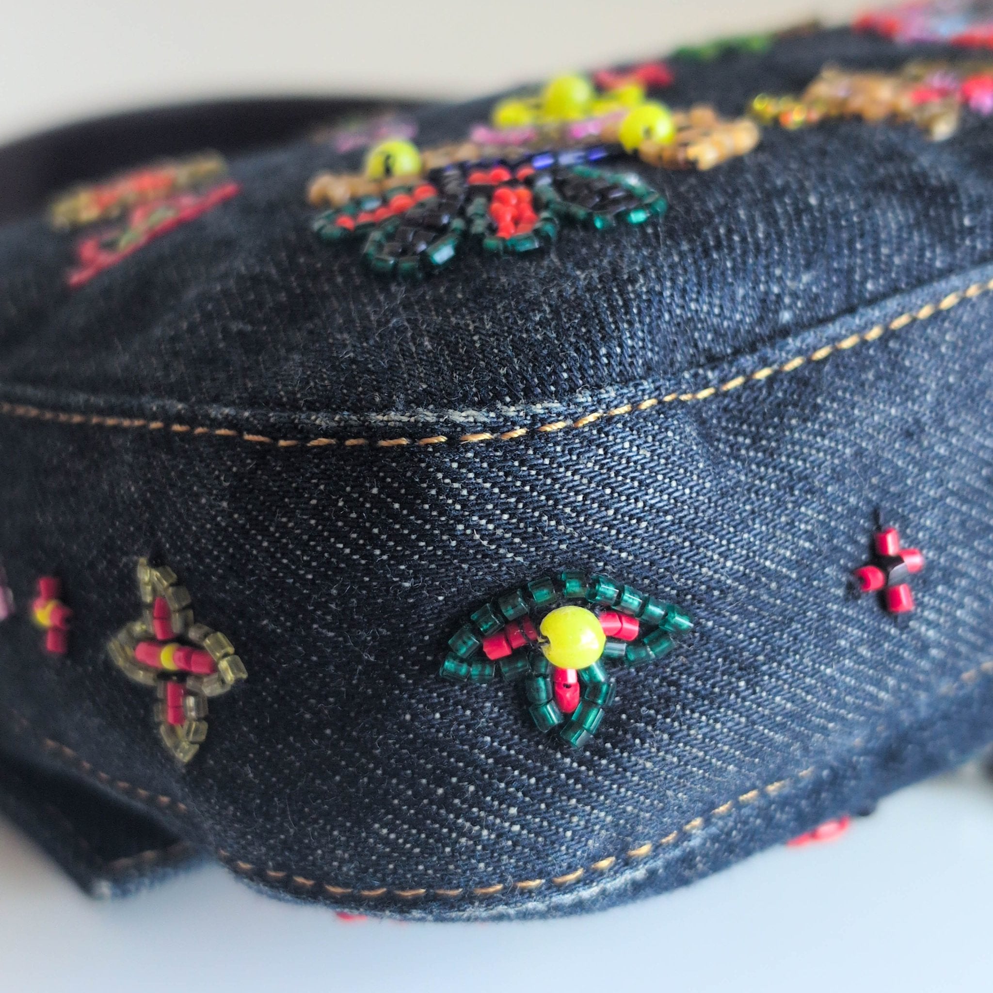 FENDI Baguette Denim Floral Beaded Shoulder Bag, in , Sold by HIVE PRELOVED - Shoulder Bags, ,