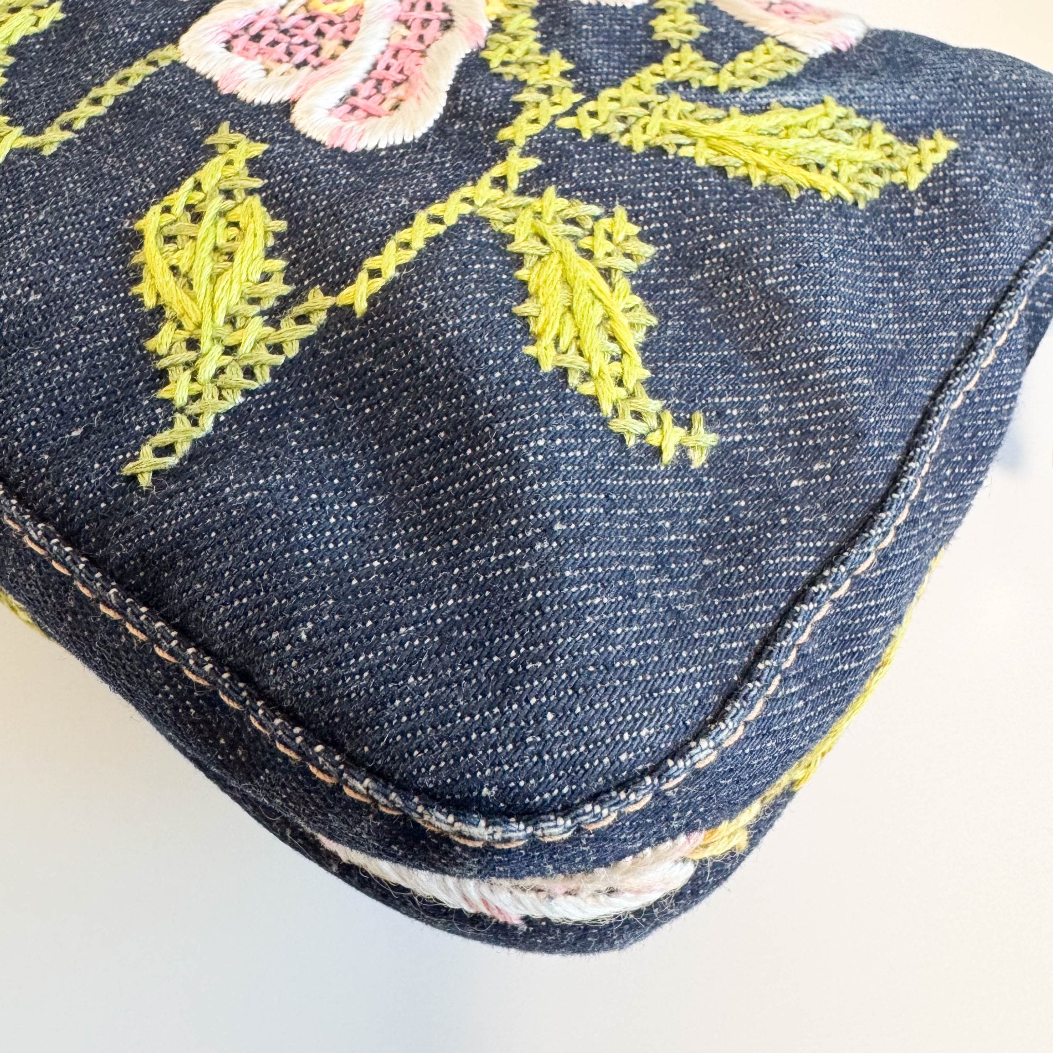 FENDI Baguette Denim Floral Embroidery Shoulder Bag, in , Sold by HIVE PRELOVED - Shoulder Bags, ,
