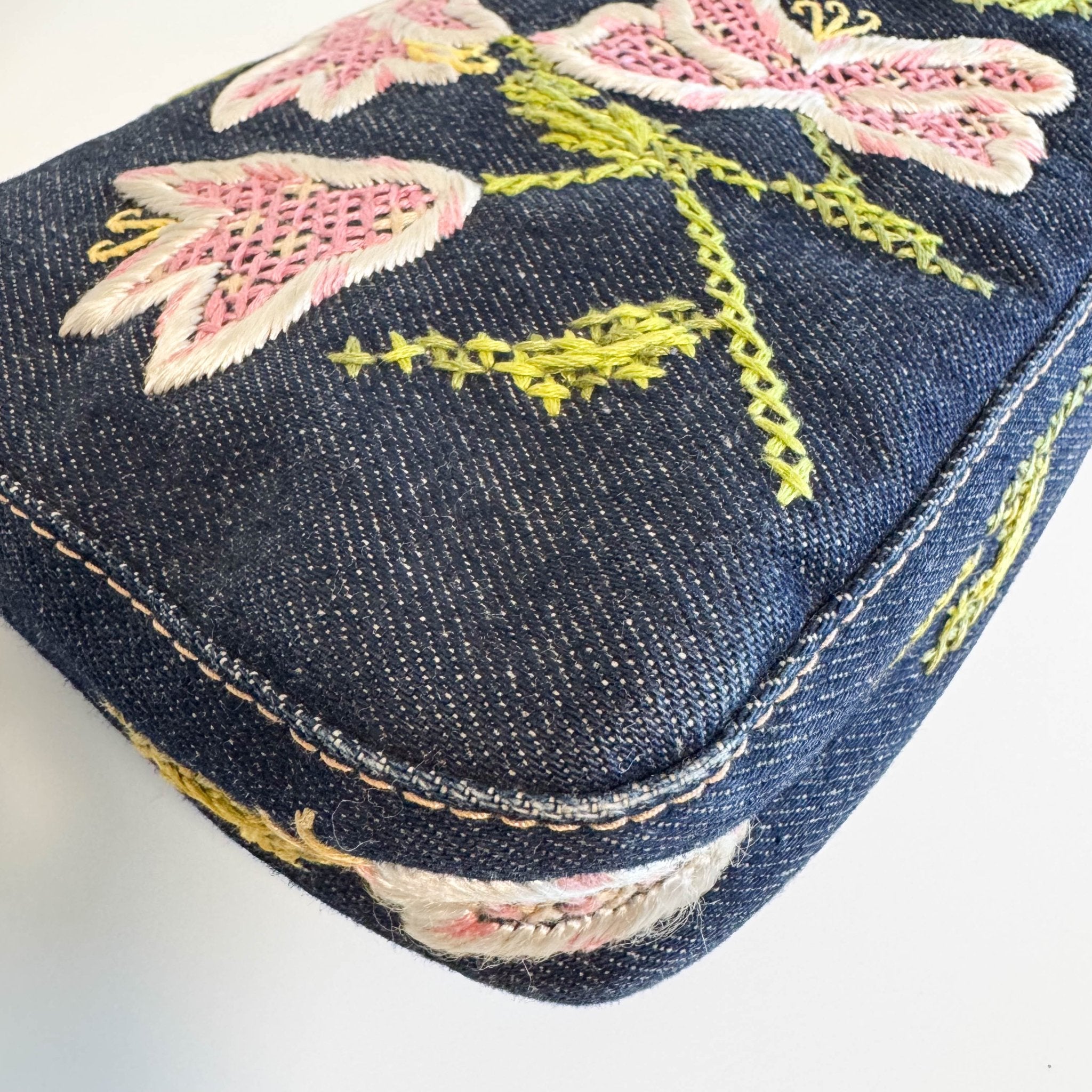FENDI Baguette Denim Floral Embroidery Shoulder Bag, in , Sold by HIVE PRELOVED - Shoulder Bags, ,