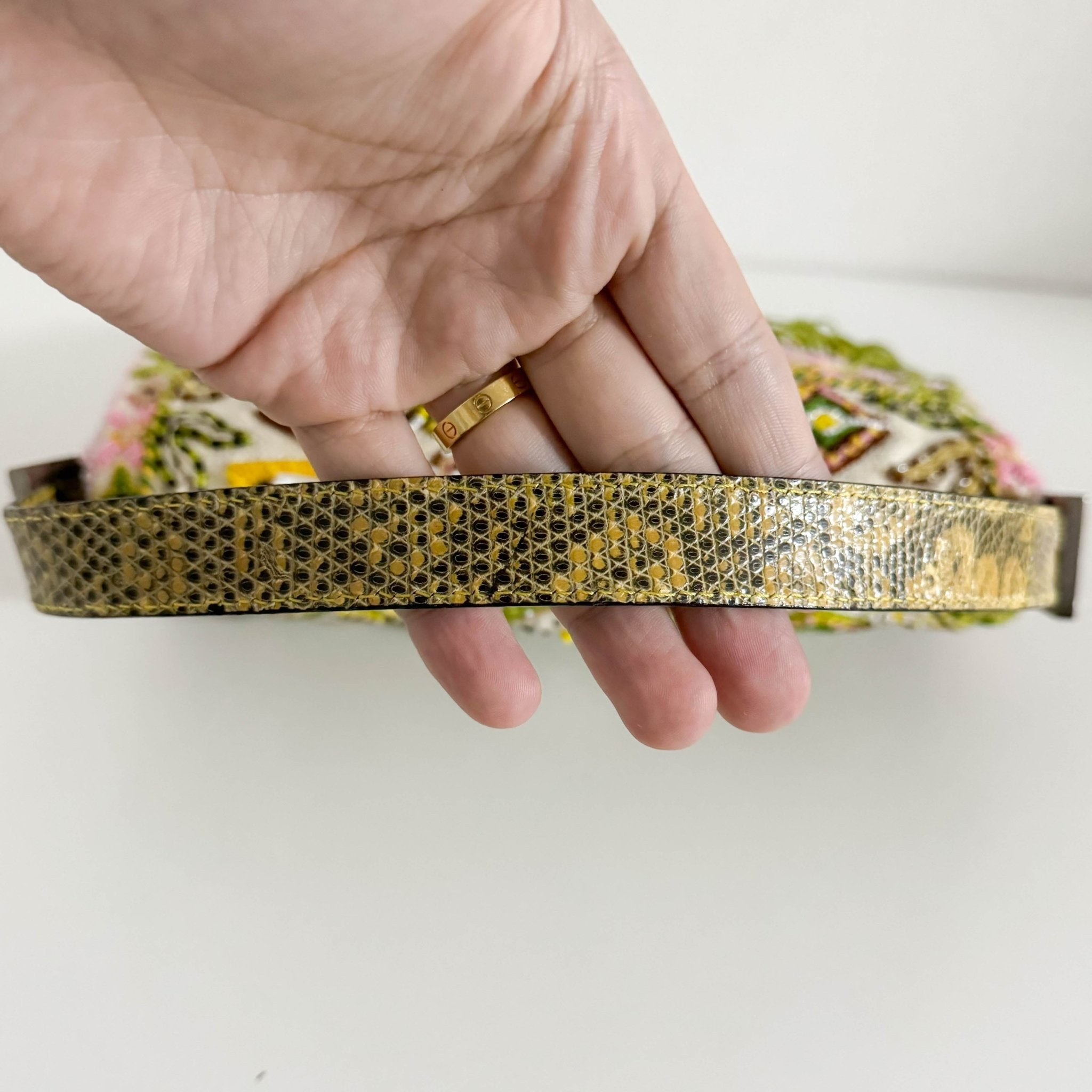 FENDI Baguette Embroidered Beaded Pink / Green Shoulder Bag, in , Sold by HIVE PRELOVED - Shoulder Bags, ,