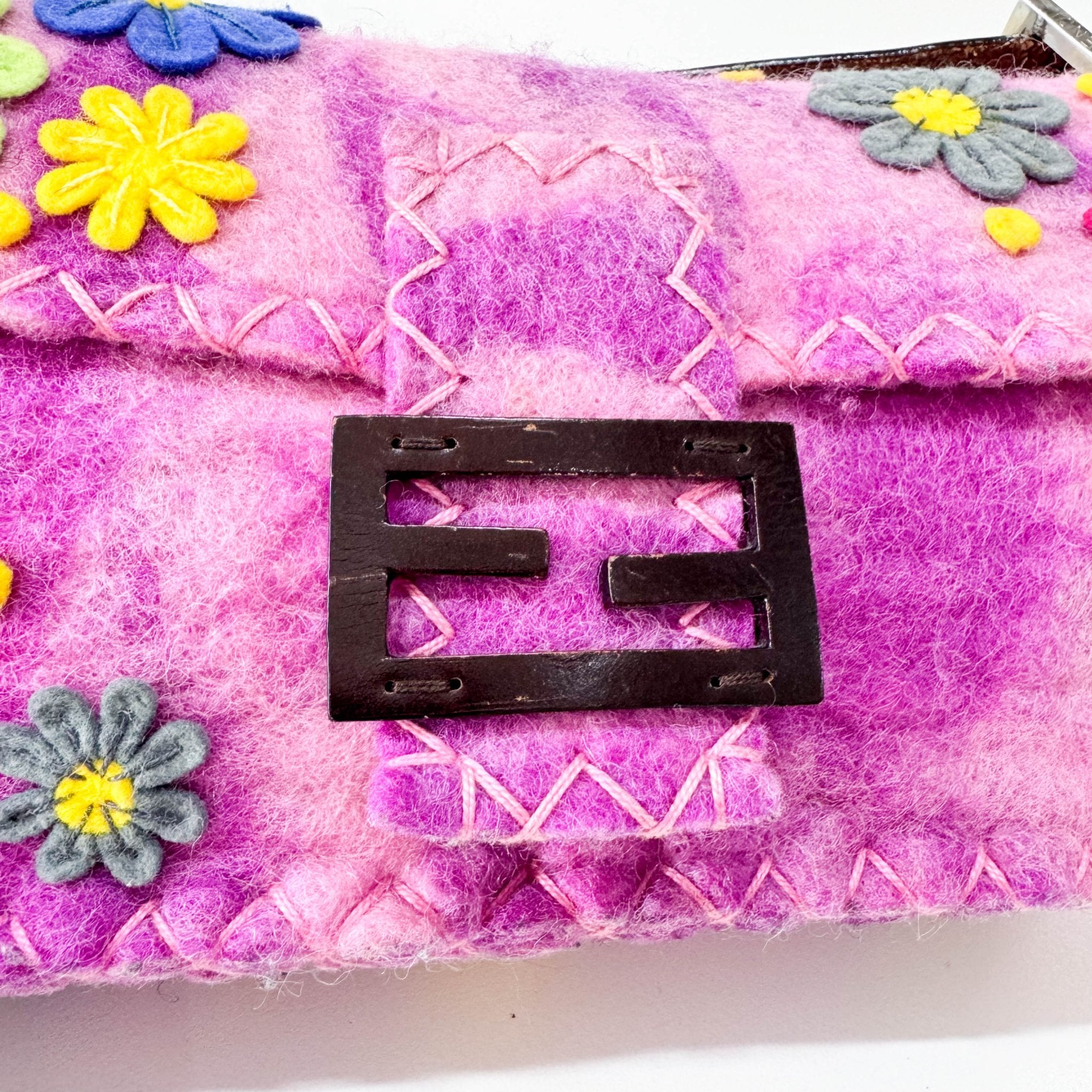 FENDI Baguette Embroidered Pink Wool, in , Sold by HIVE PRELOVED - Shoulder Bags, ,