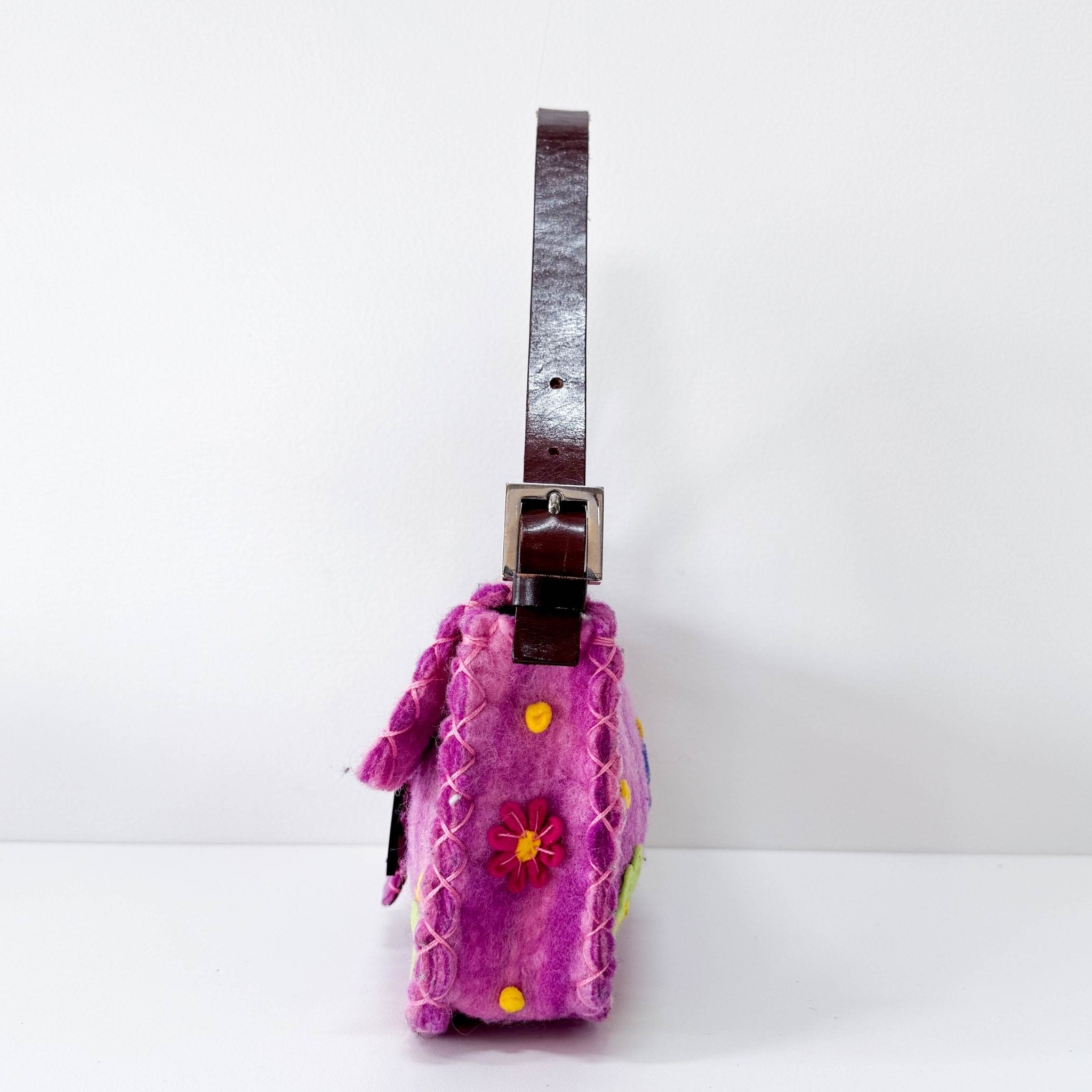 FENDI Baguette Embroidered Pink Wool, in , Sold by HIVE PRELOVED - Shoulder Bags, ,