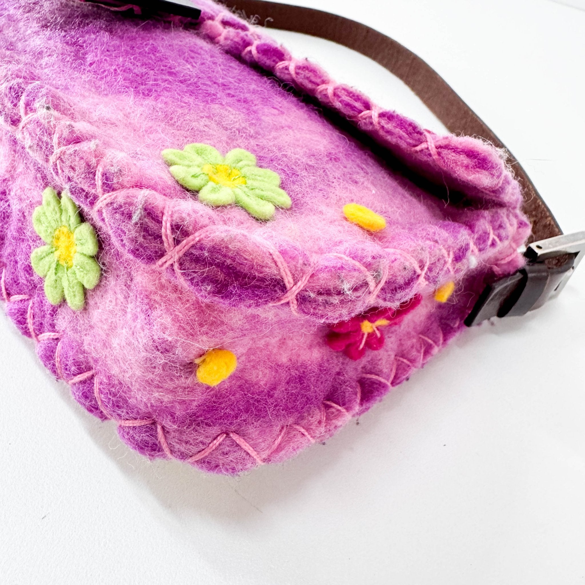 FENDI Baguette Embroidered Pink Wool, in , Sold by HIVE PRELOVED - Shoulder Bags, ,