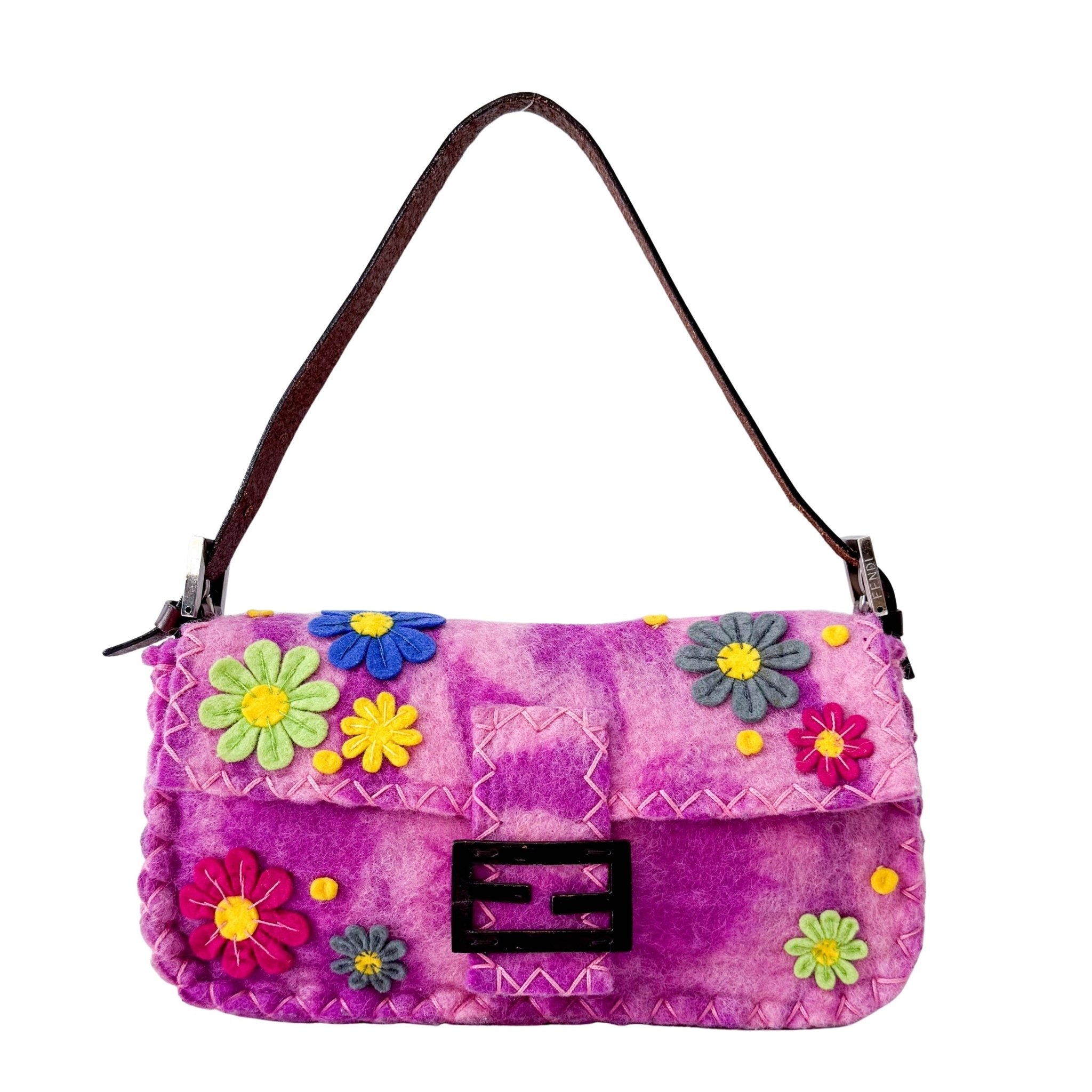 FENDI Baguette Embroidered Pink Wool, in , Sold by HIVE PRELOVED - Shoulder Bags, ,