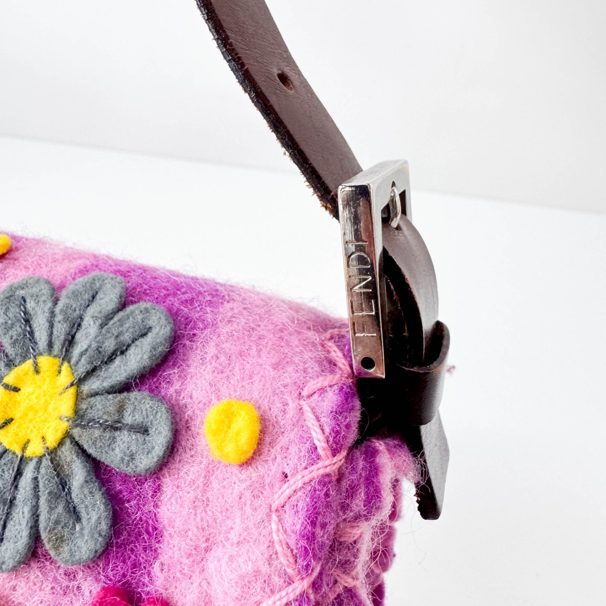 FENDI Baguette Embroidered Pink Wool, in , Sold by HIVE PRELOVED - Shoulder Bags, ,