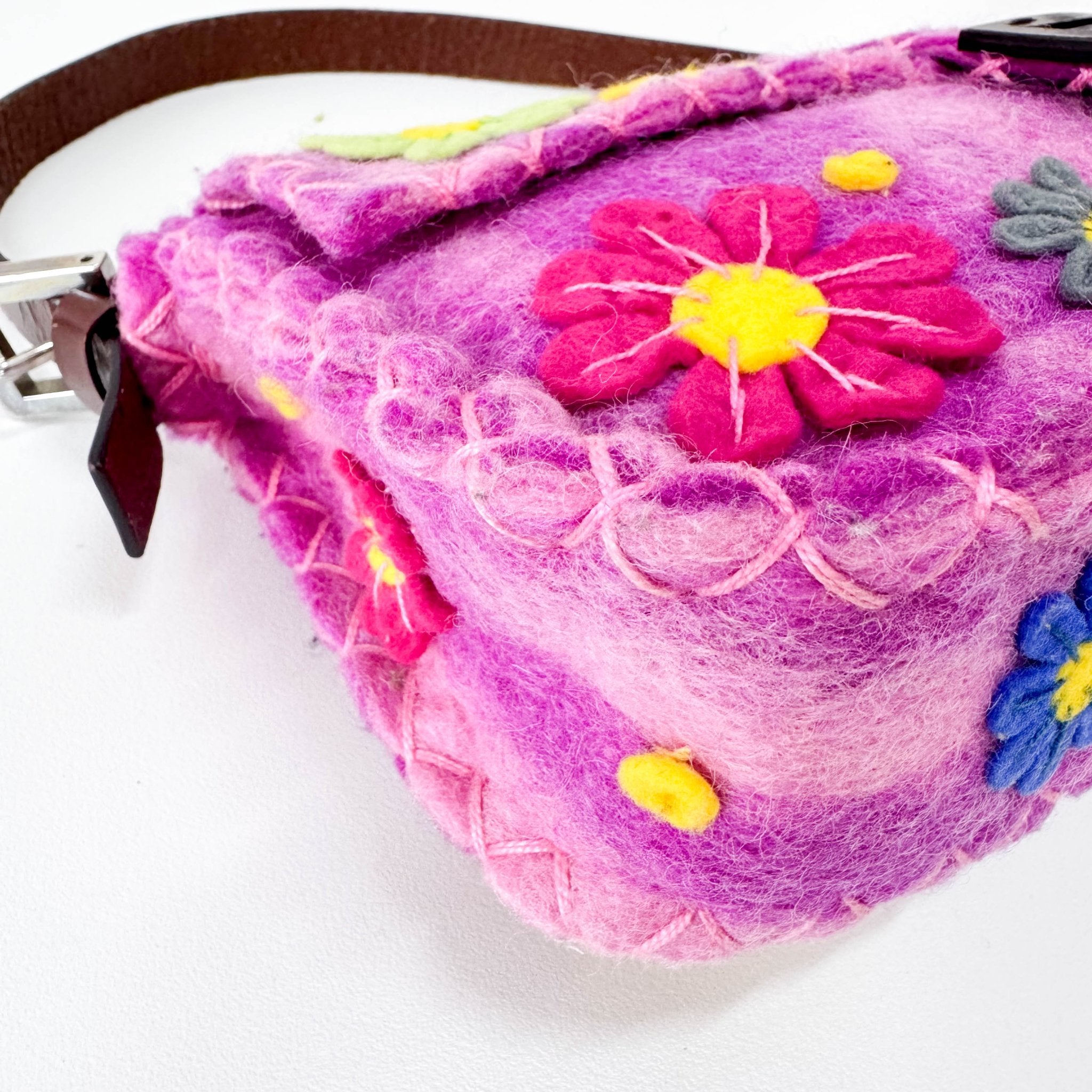 FENDI Baguette Embroidered Pink Wool, in , Sold by HIVE PRELOVED - Shoulder Bags, ,