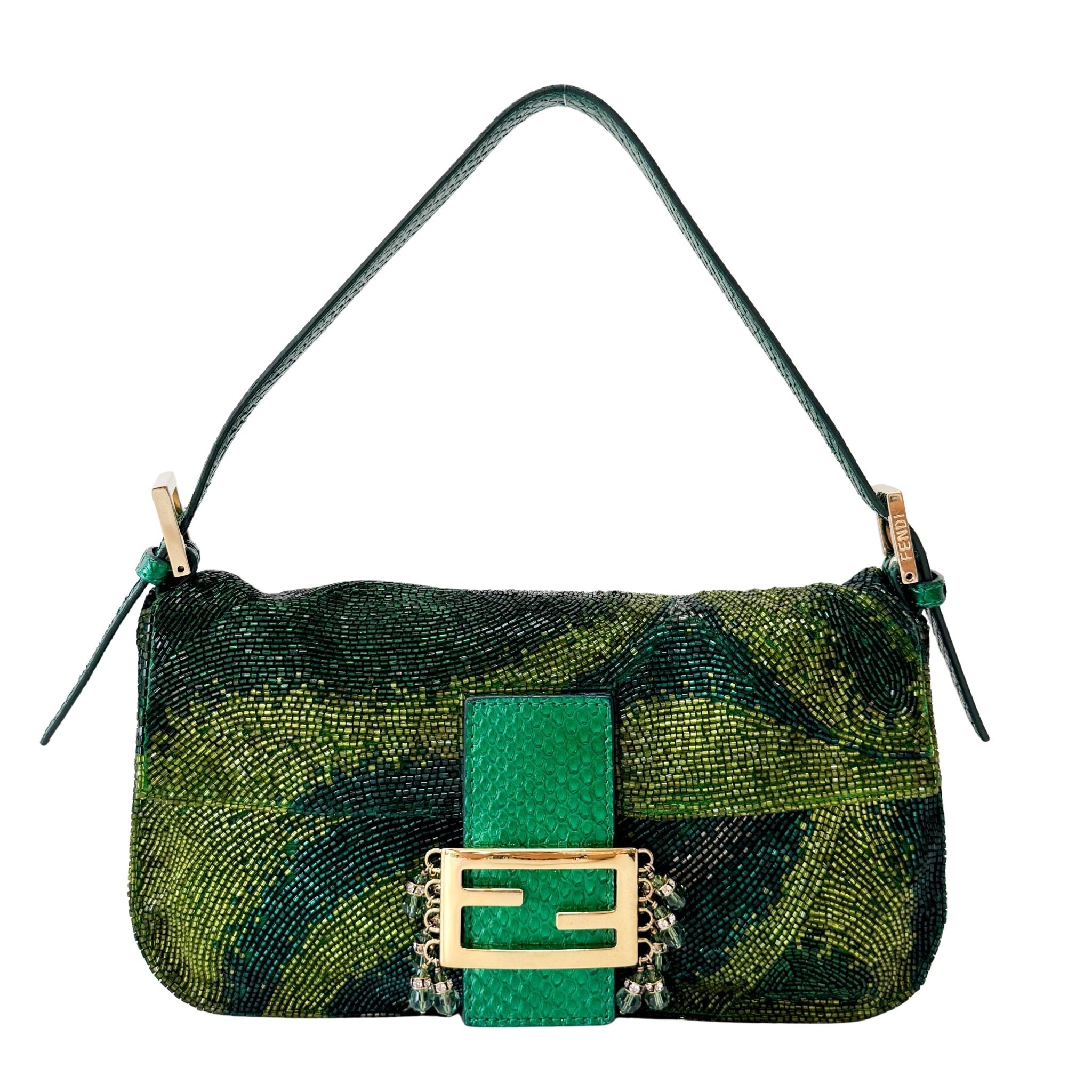 FENDI Baguette Emerald Green Beads & Crystals Shoulder Bag, in , Sold by HIVE PRELOVED - Shoulder Bags, ,