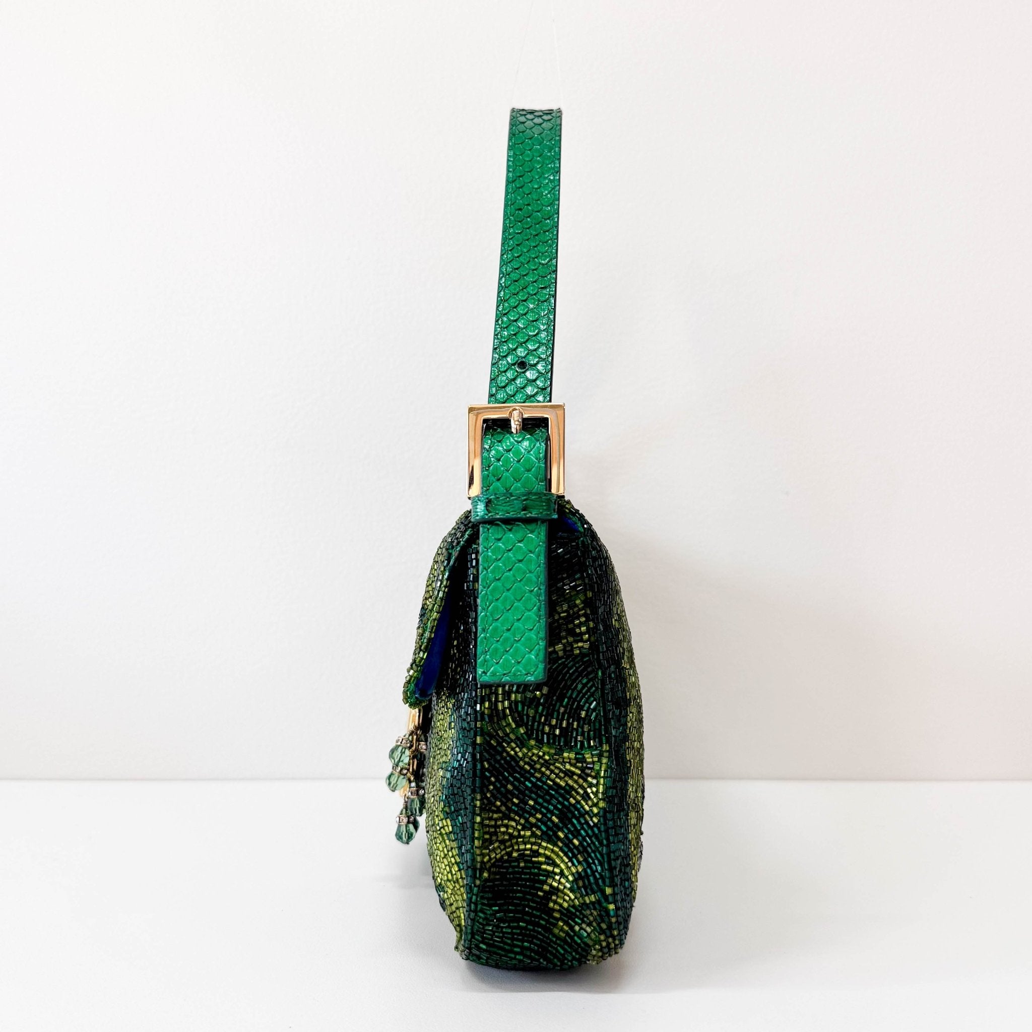 FENDI Baguette Emerald Green Beads & Crystals Shoulder Bag, in , Sold by HIVE PRELOVED - Shoulder Bags, ,