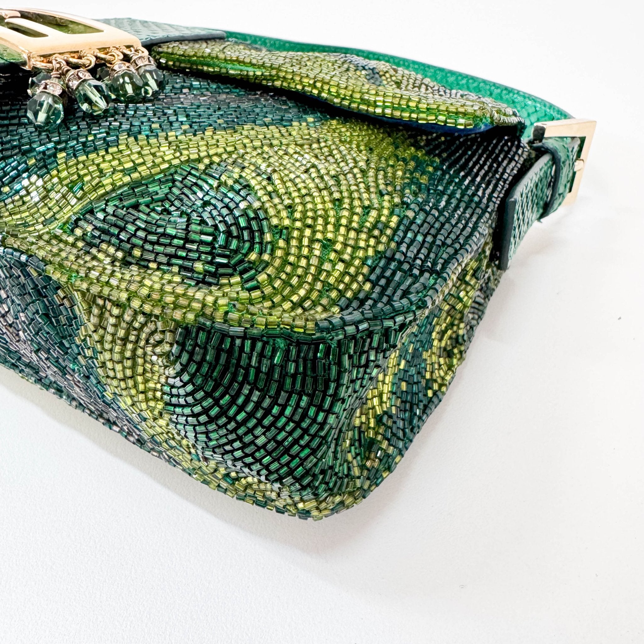 FENDI Baguette Emerald Green Beads & Crystals Shoulder Bag, in , Sold by HIVE PRELOVED - Shoulder Bags, ,