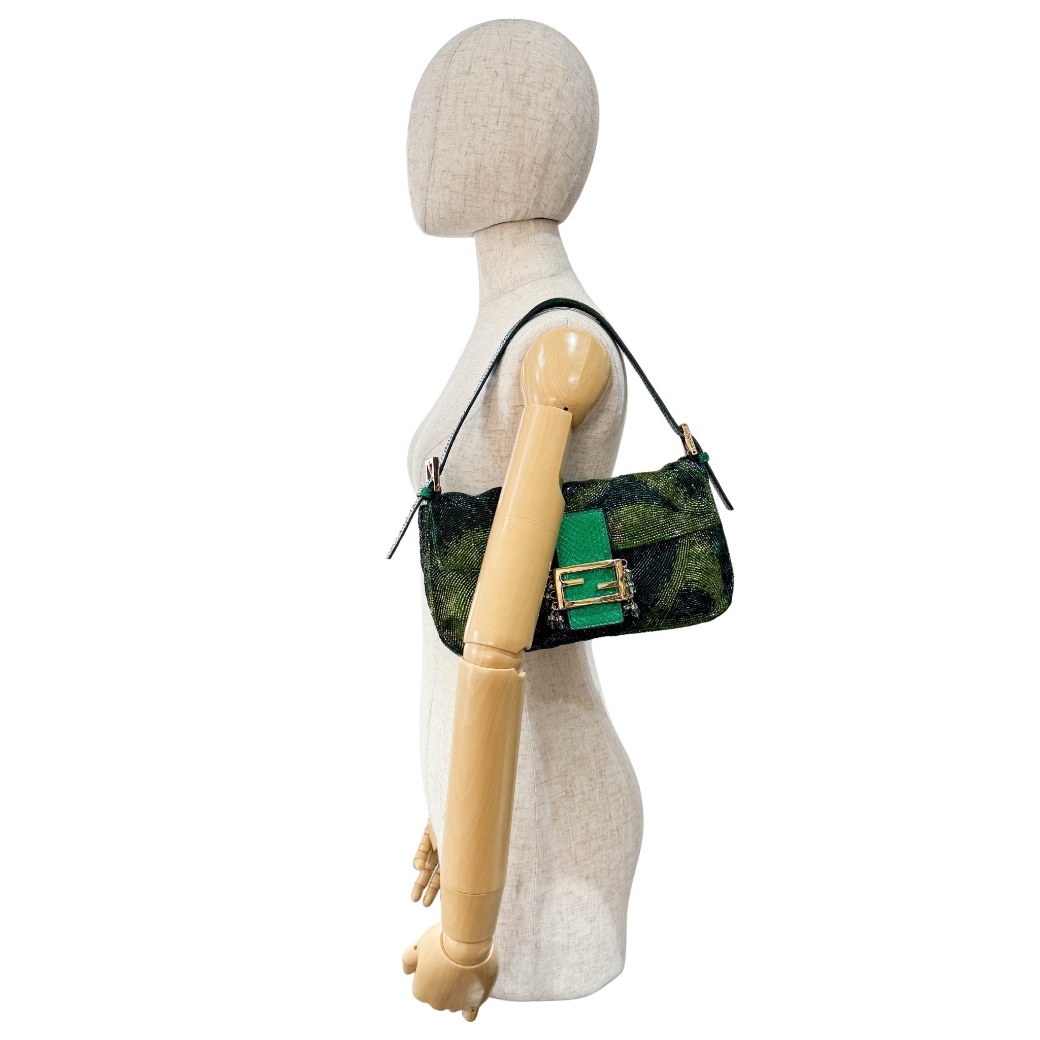 FENDI Baguette Emerald Green Beads & Crystals Shoulder Bag, in , Sold by HIVE PRELOVED - Shoulder Bags, ,