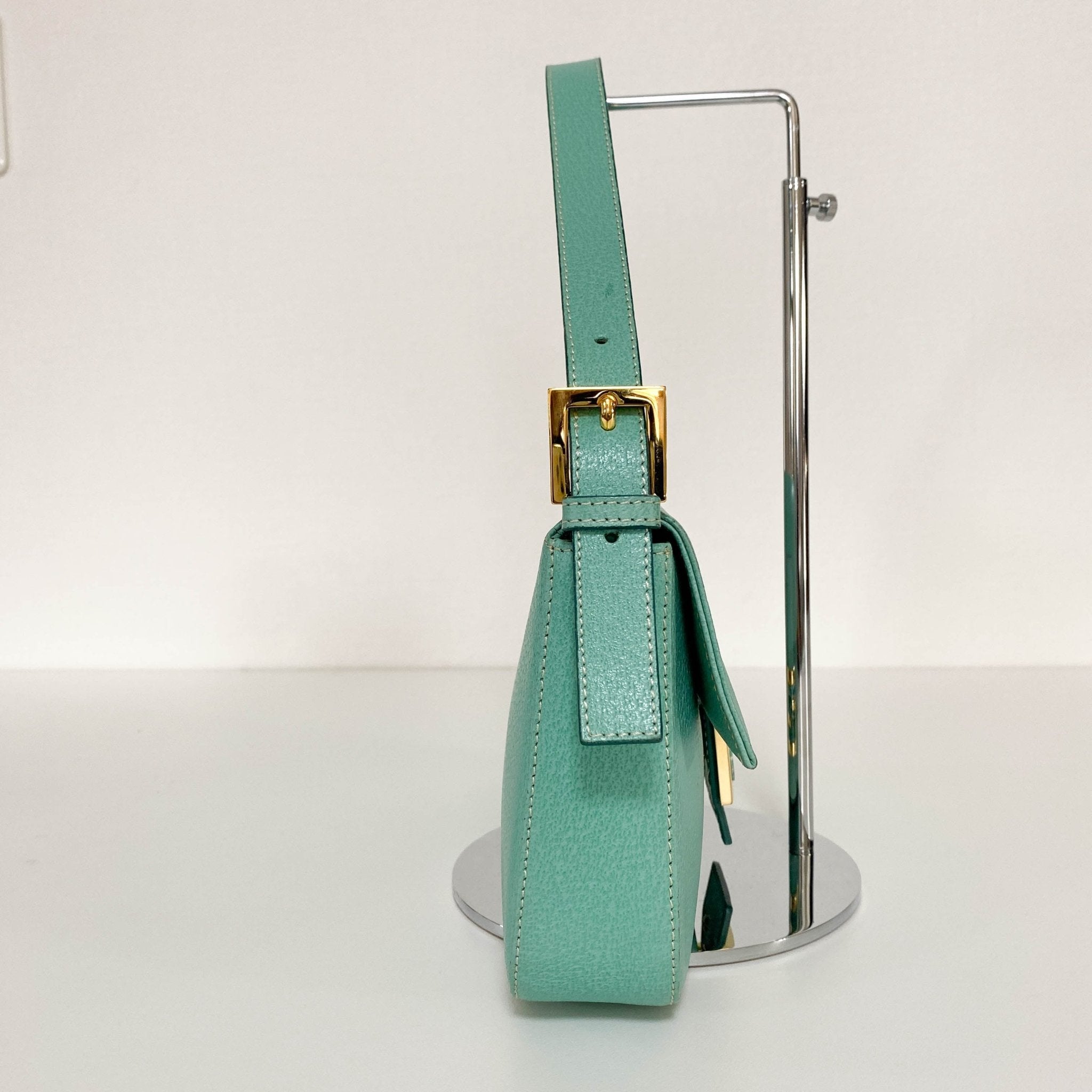 FENDI Baguette Emerald Green Leather Marble Hardware Shoulder Bag, in , Sold by HIVE PRELOVED - Shoulder Bags, ,