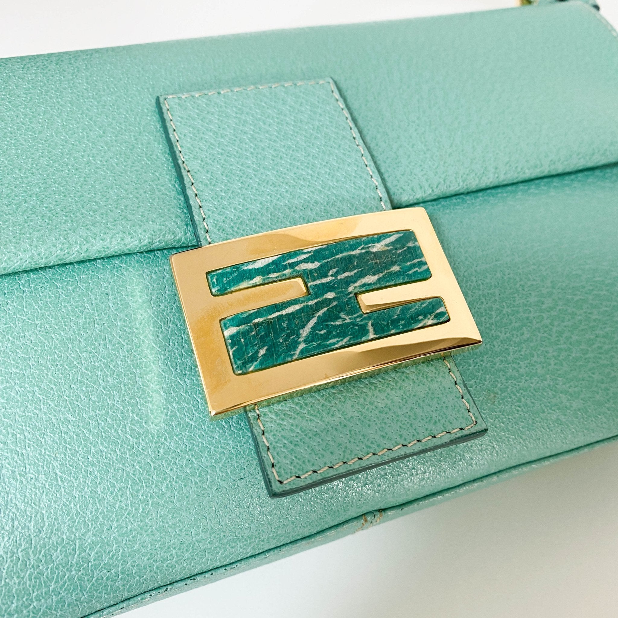 FENDI Baguette Emerald Green Leather Marble Hardware Shoulder Bag, in , Sold by HIVE PRELOVED - Shoulder Bags, ,