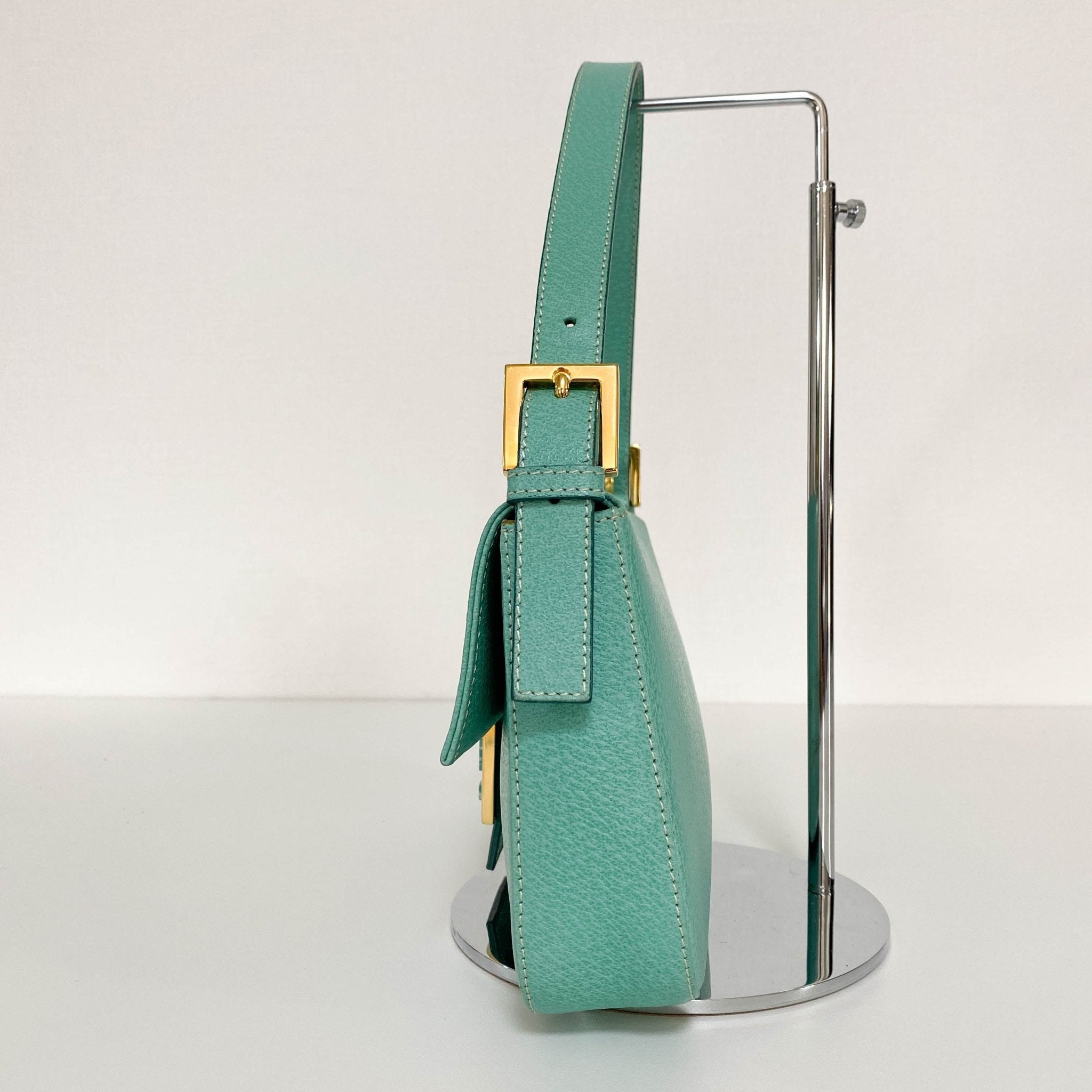 FENDI Baguette Emerald Green Leather Marble Hardware Shoulder Bag, in , Sold by HIVE PRELOVED - Shoulder Bags, ,