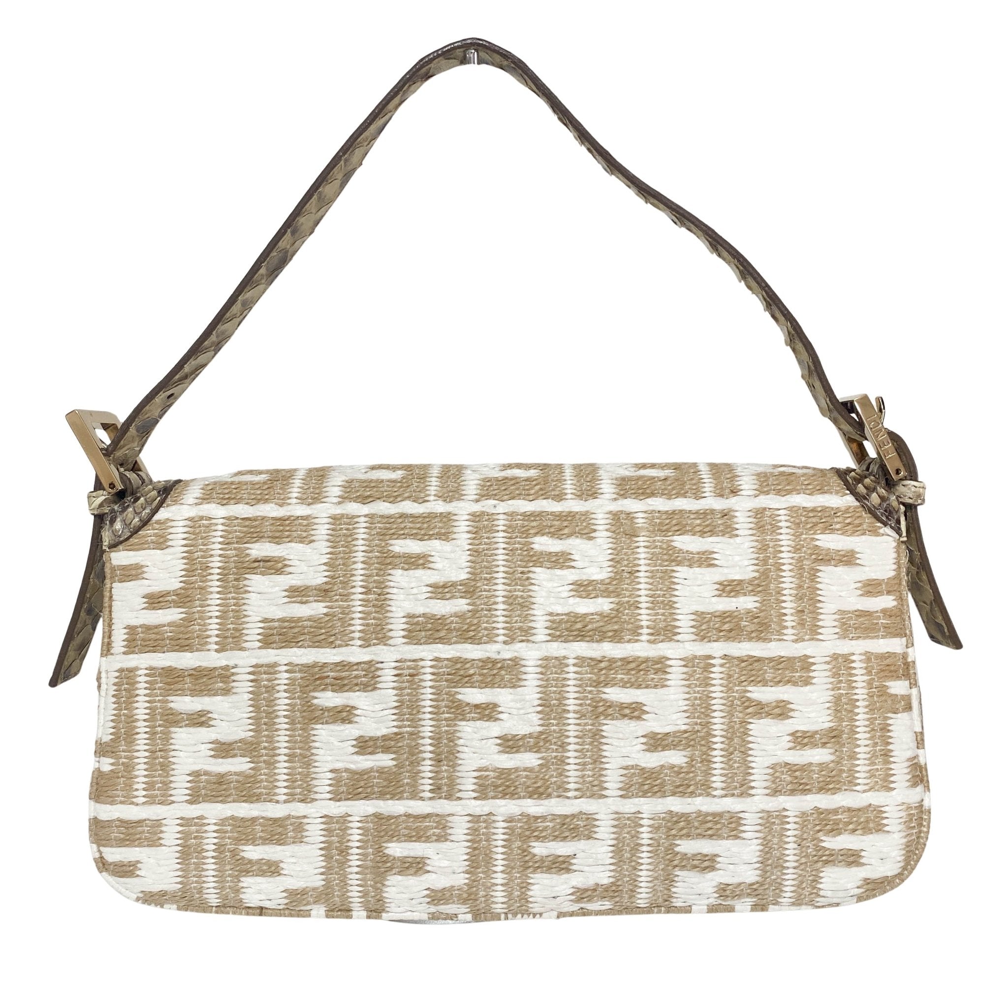 FENDI Baguette FF White Beige Raffia / Python Belt Shouler Bag, in , Sold by HIVE PRELOVED - Sale, Shoulder Bags,