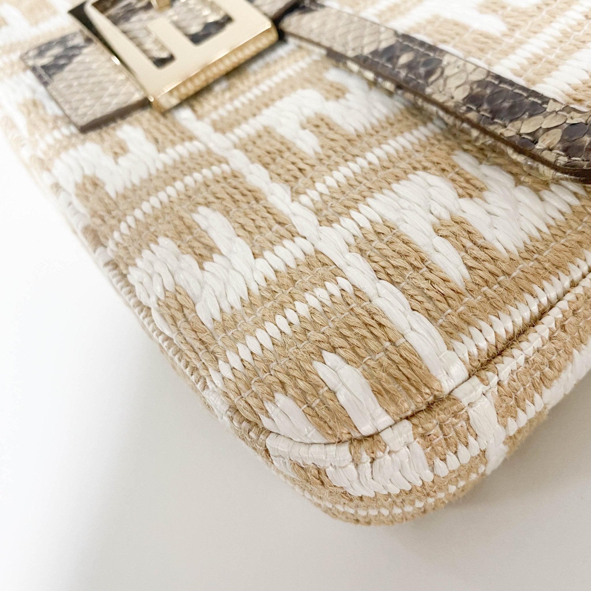 FENDI Baguette FF White Beige Raffia / Python Belt Shouler Bag, in , Sold by HIVE PRELOVED - Sale, Shoulder Bags,