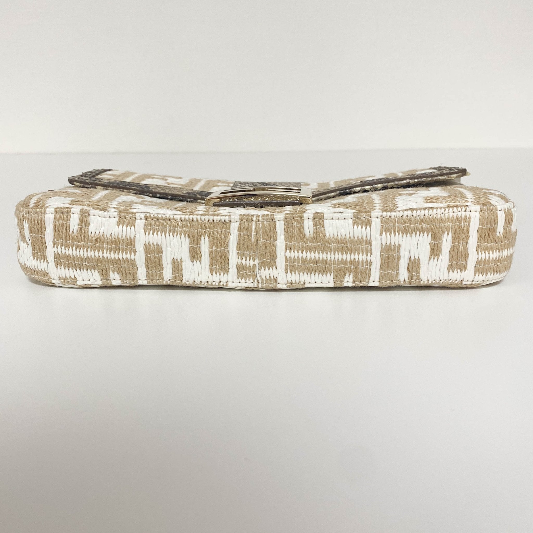 FENDI Baguette FF White Beige Raffia / Python Belt Shouler Bag, in , Sold by HIVE PRELOVED - Sale, Shoulder Bags,