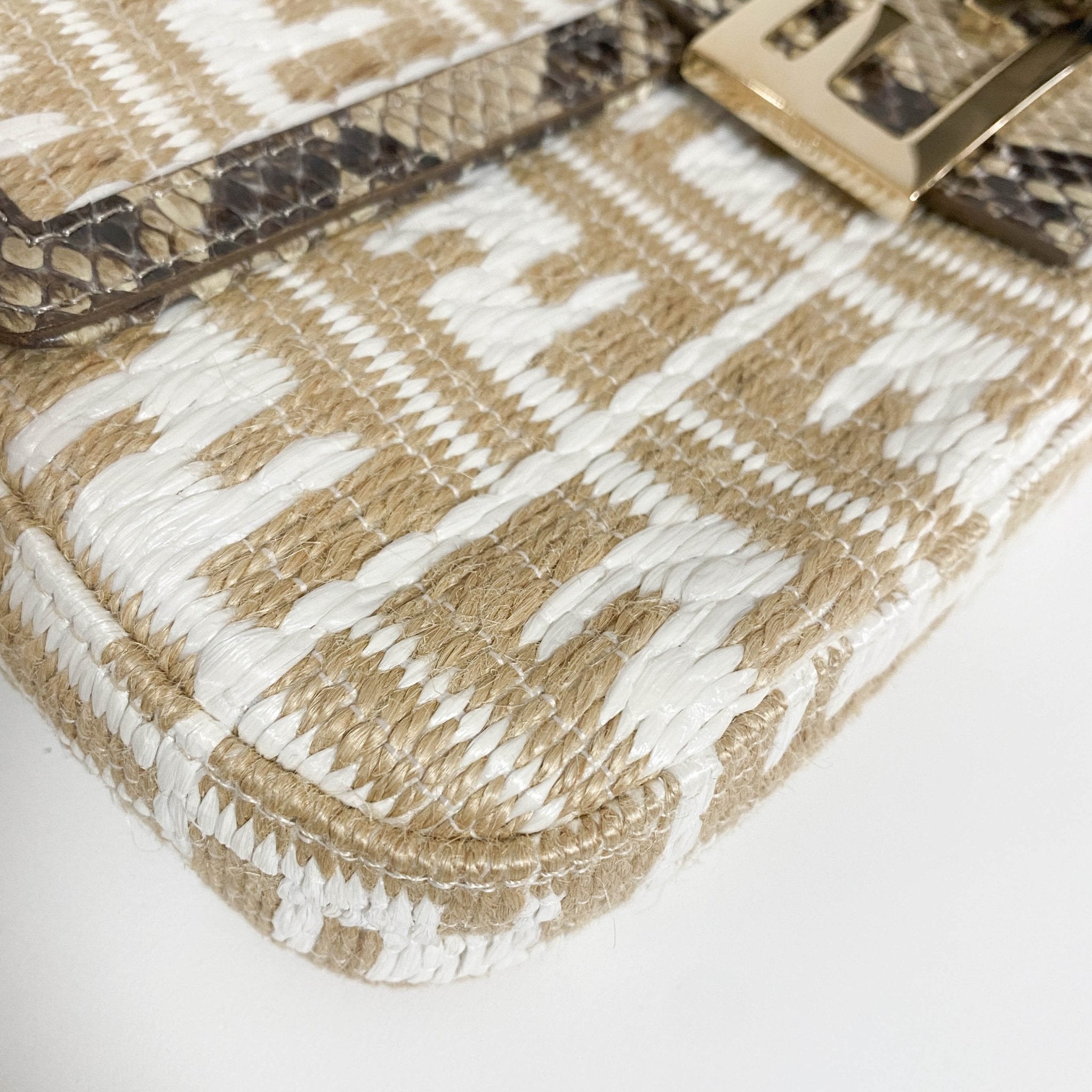 FENDI Baguette FF White Beige Raffia / Python Belt Shouler Bag, in , Sold by HIVE PRELOVED - Sale, Shoulder Bags,