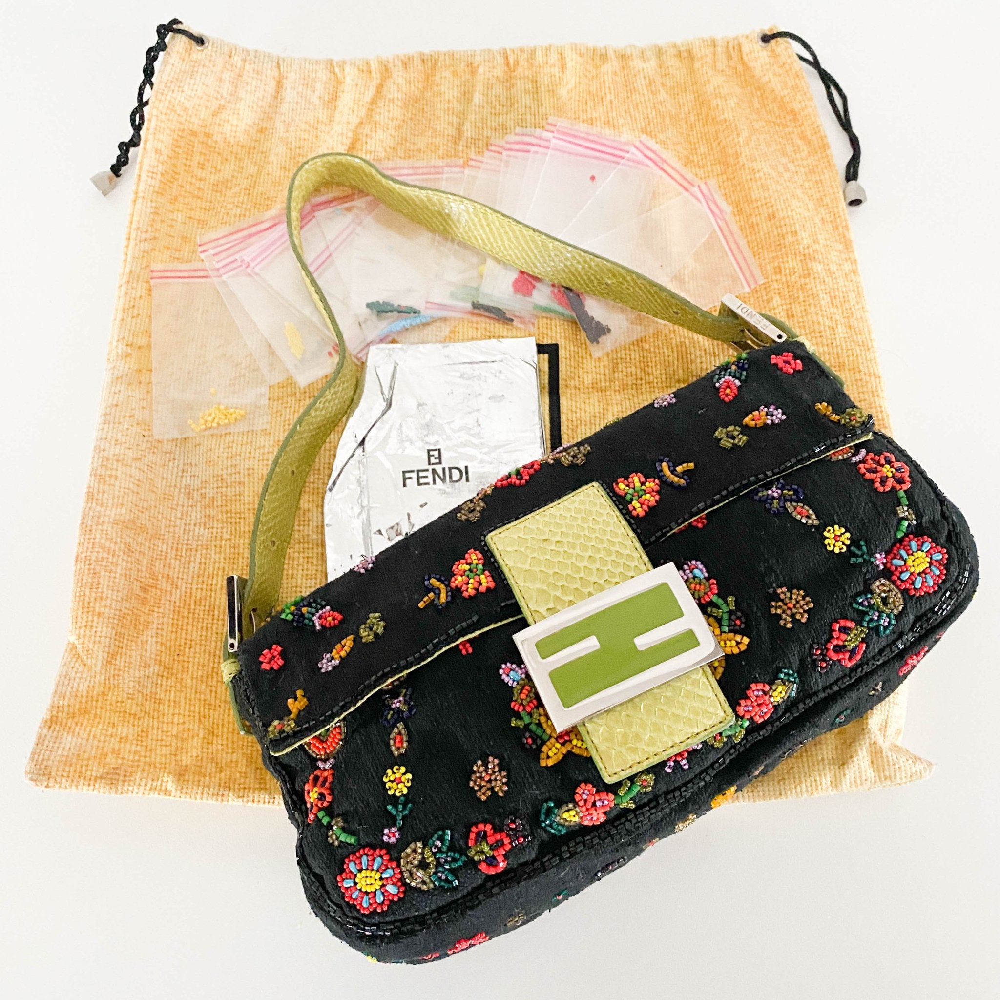 FENDI Baguette Floral Beaded Shoulder Bag, in , Sold by HIVE PRELOVED - Shoulder Bags, ,