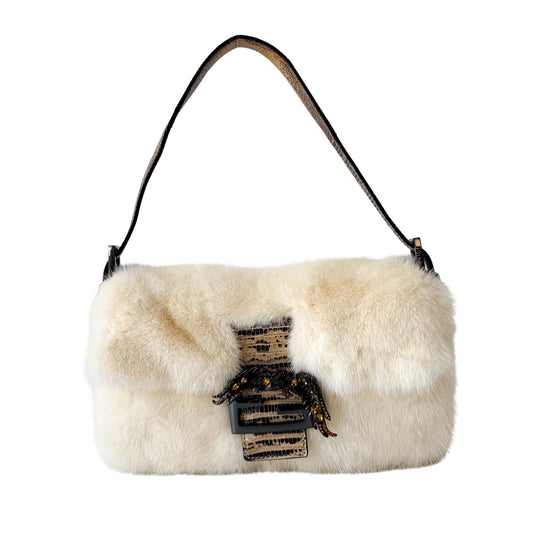 FENDI Baguette Fur Leather Shoulder Bag, in , Sold by HIVE PRELOVED - Shoulder Bags, ,